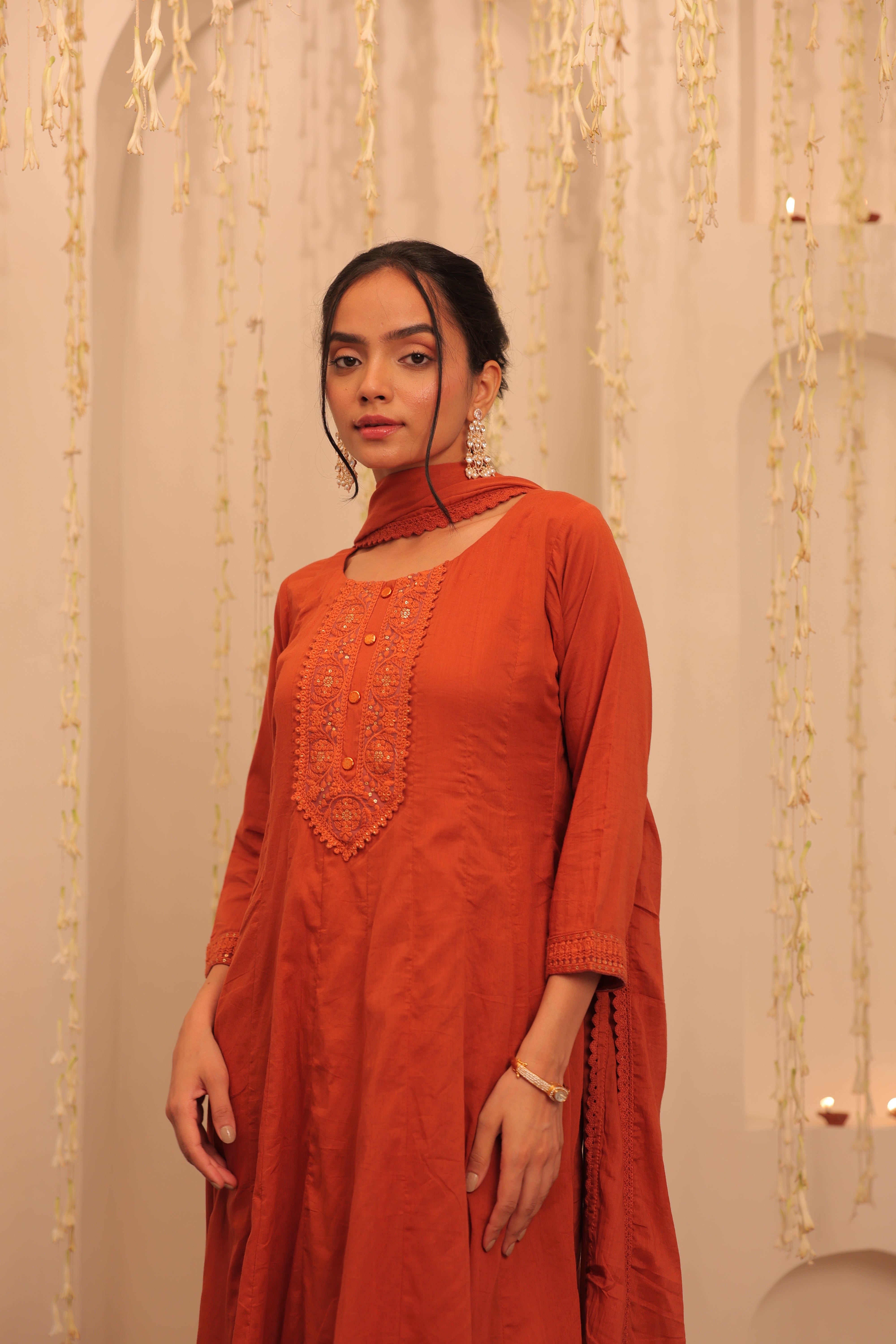 Alaya Mehfil rust Brown Anarkali Set