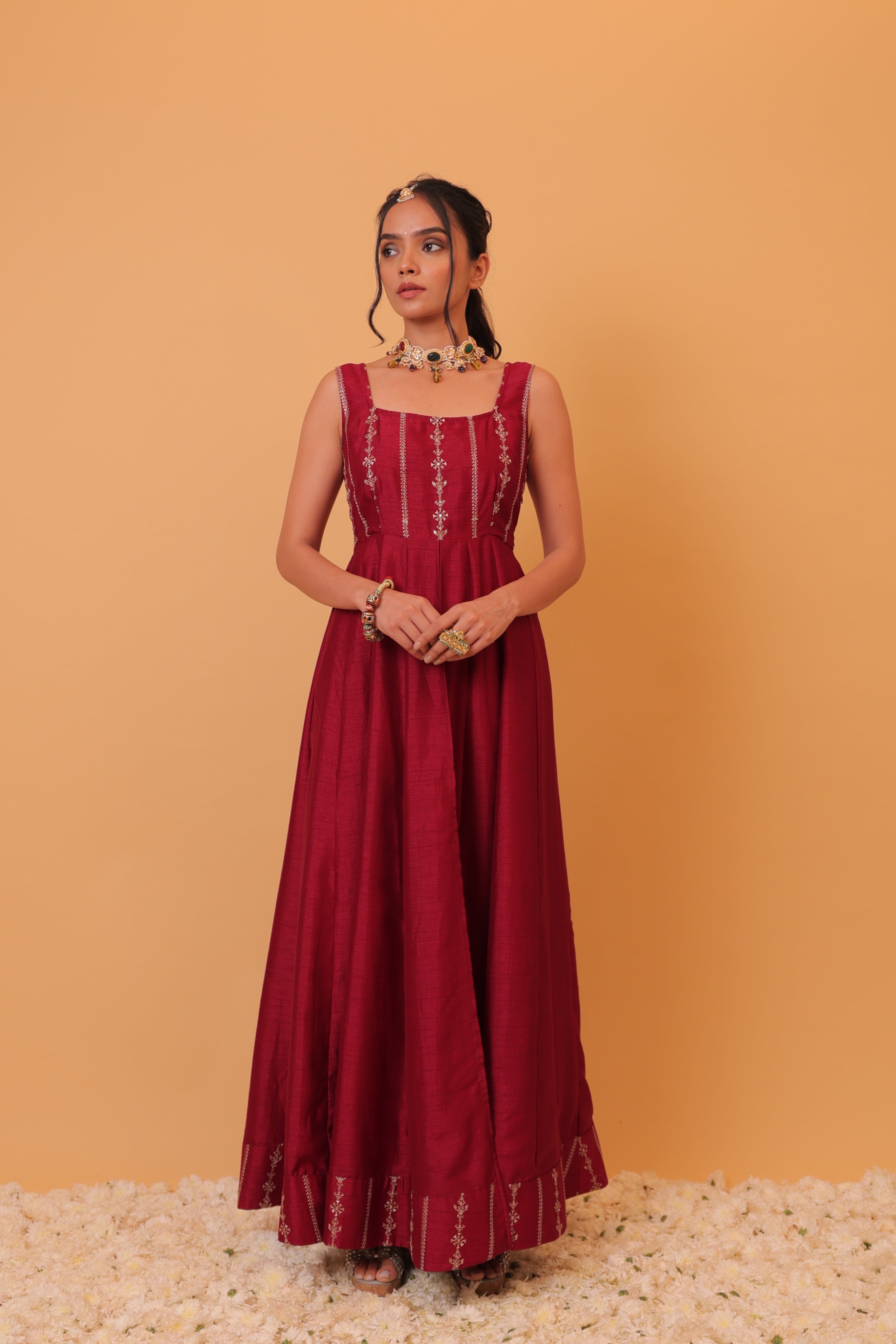 Alaya Mehfil Wine Anarkali Set