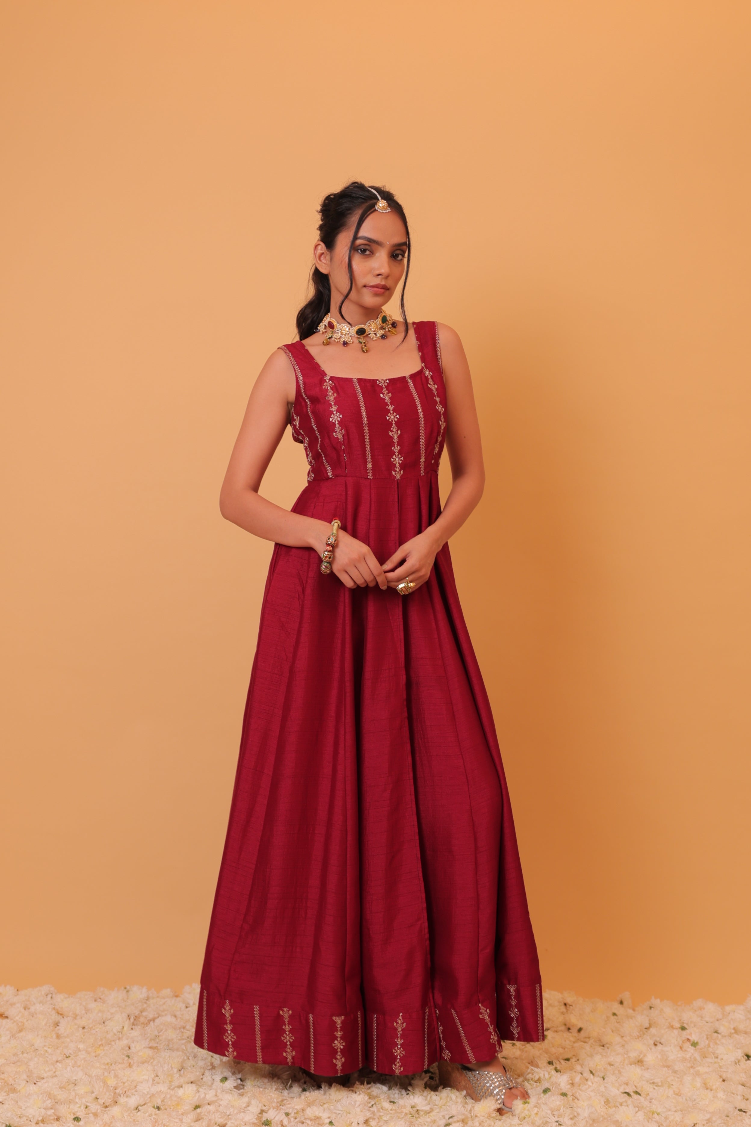 Alaya Mehfil Wine Anarkali Set