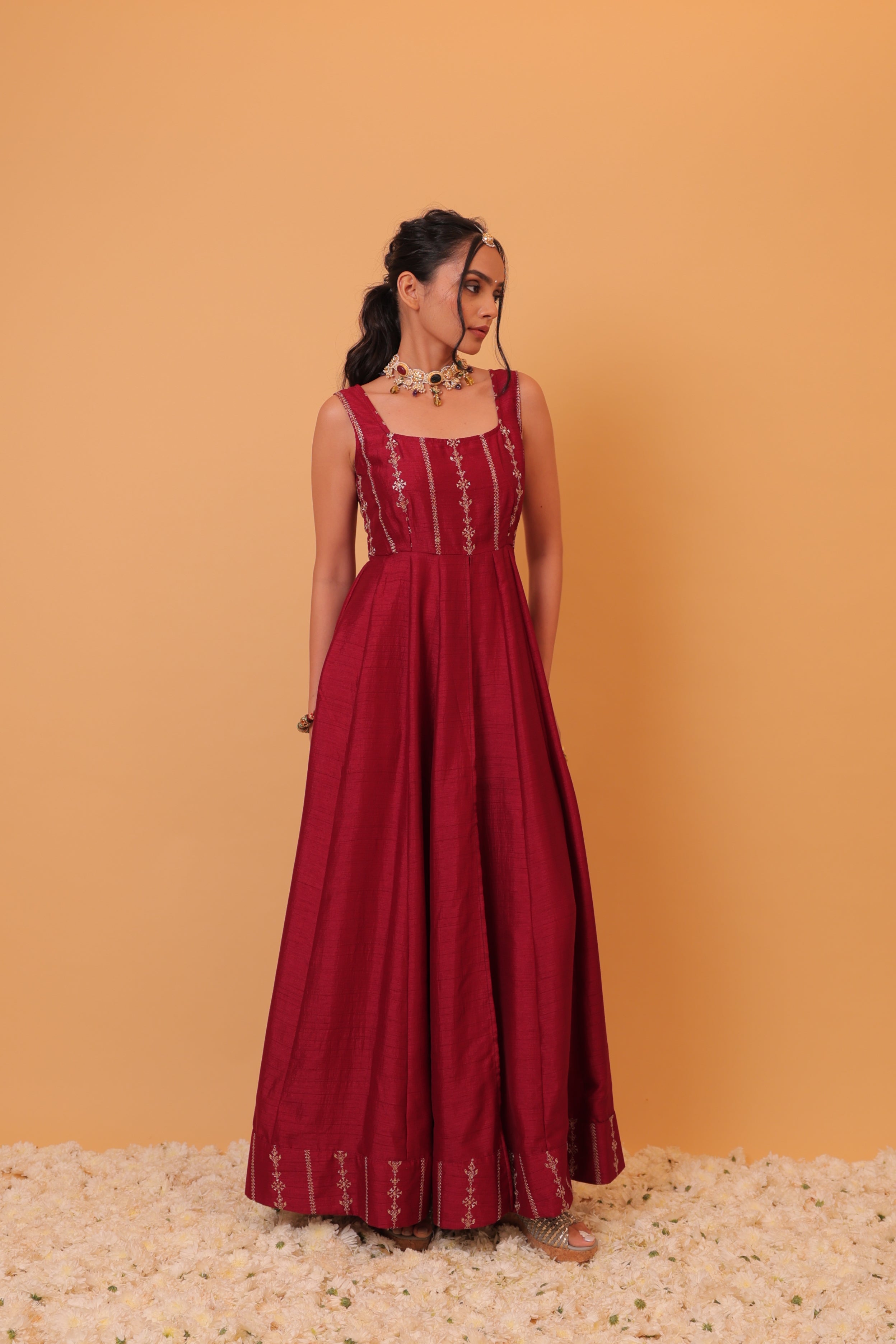 Alaya Mehfil Wine Anarkali Set