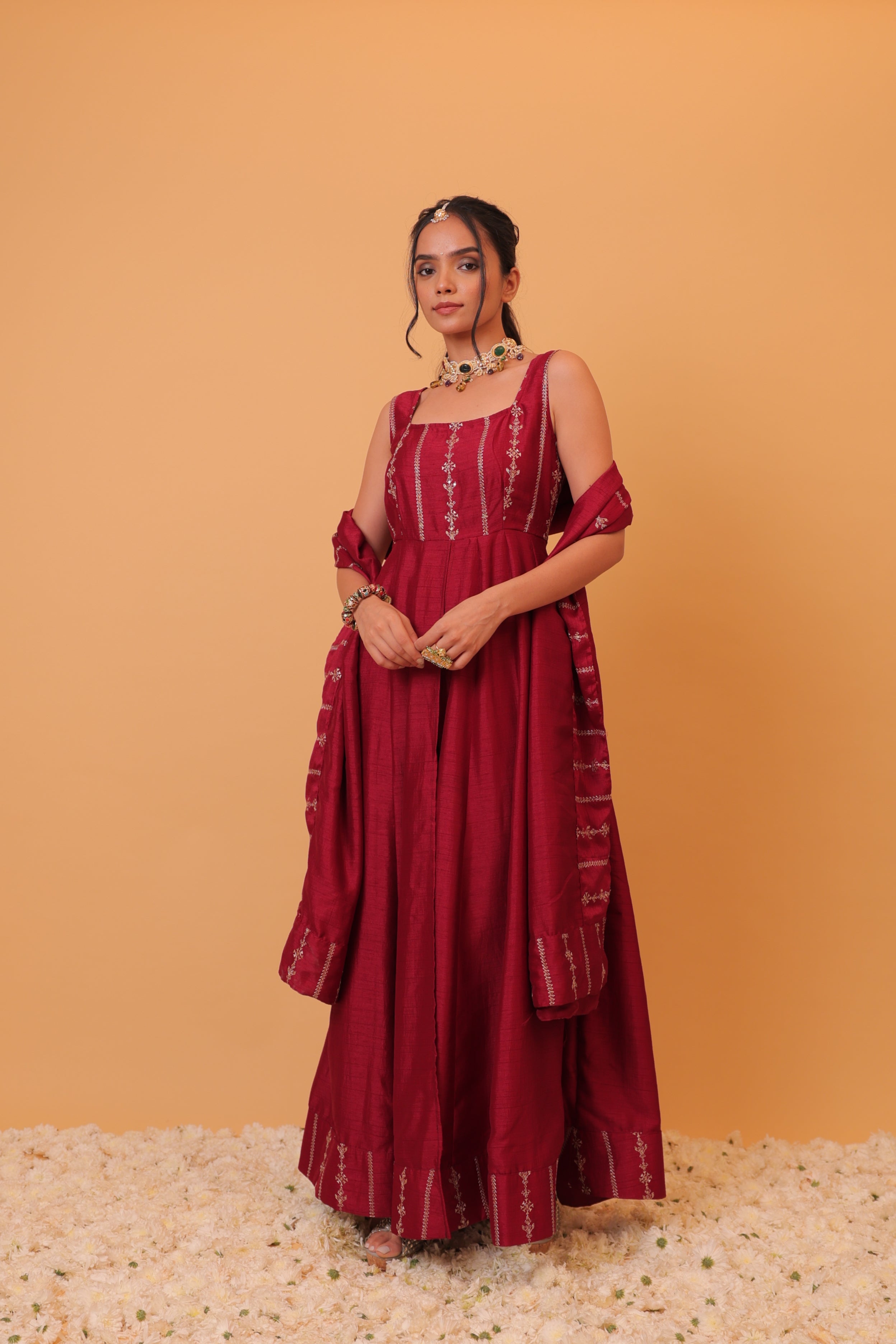 Alaya Mehfil Wine Anarkali Set