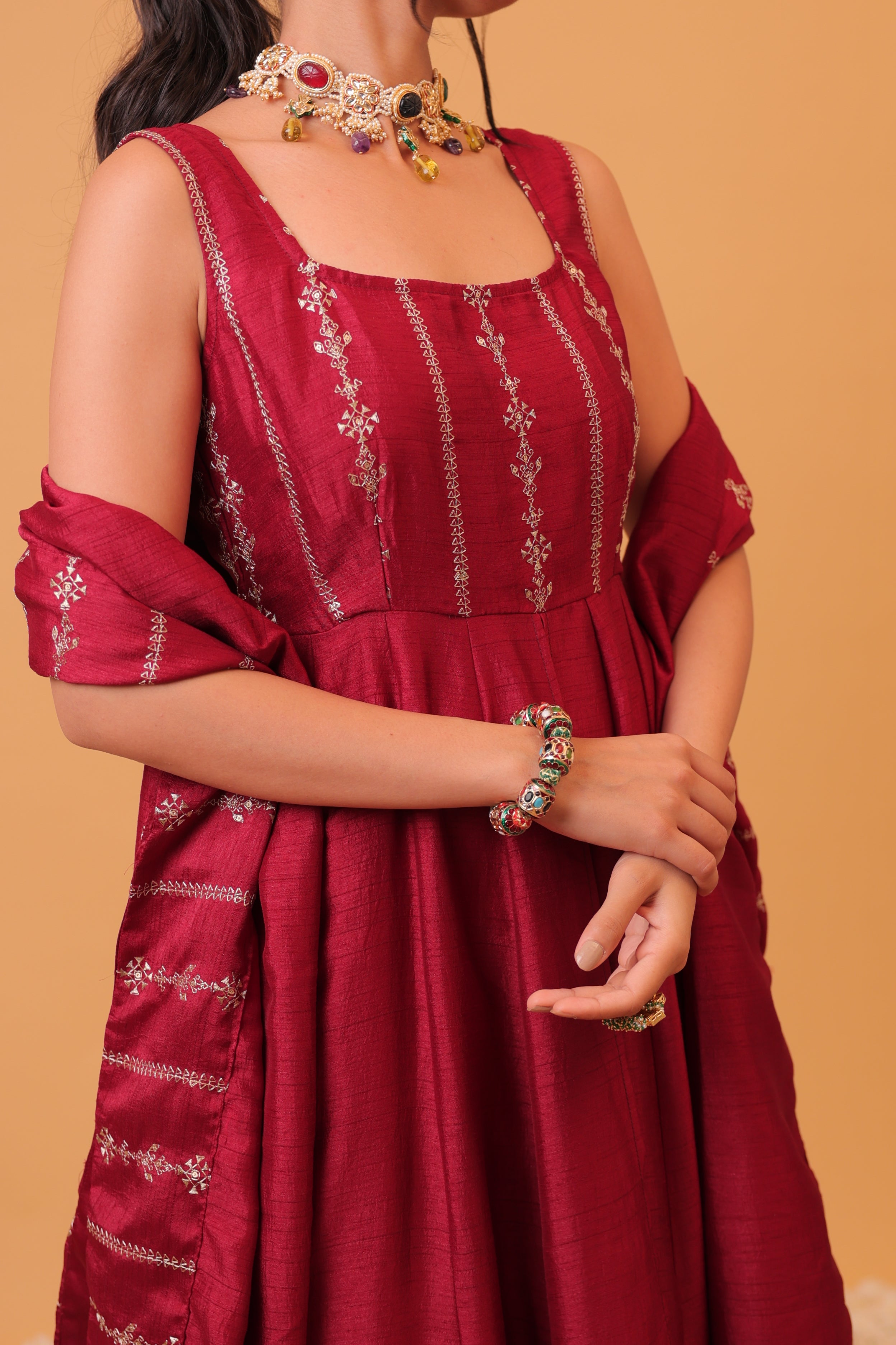 Alaya Mehfil Wine Anarkali Set