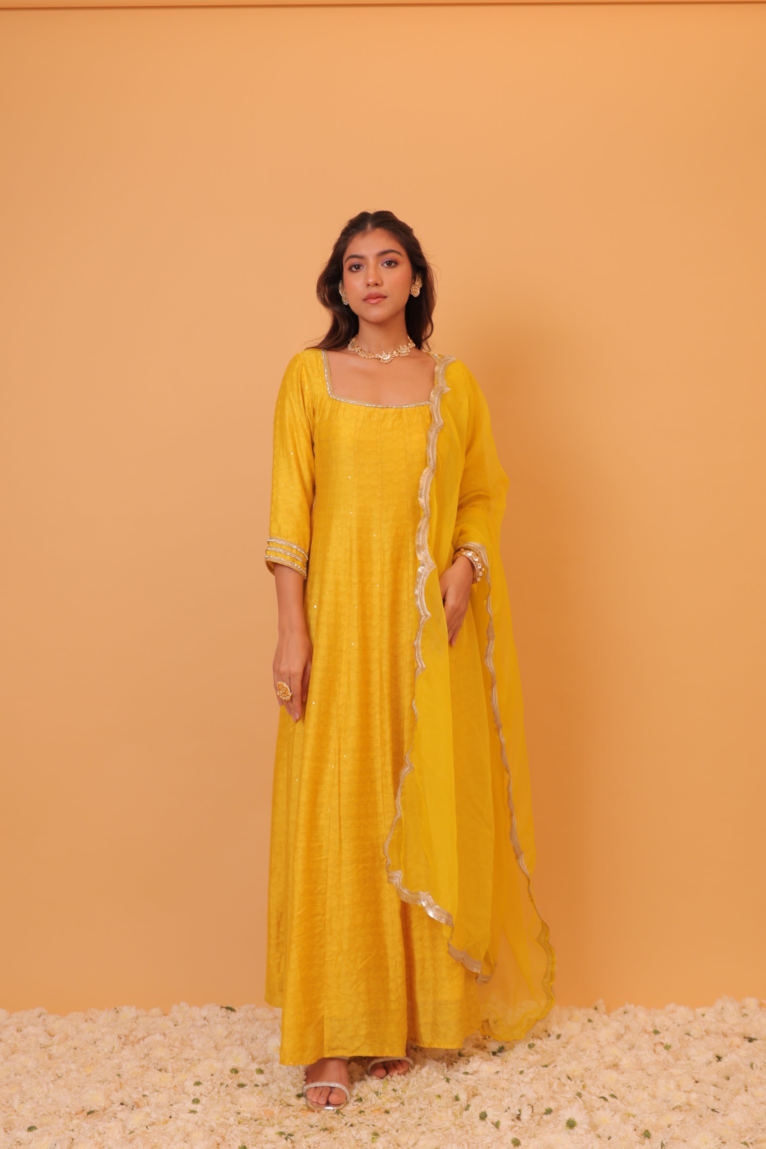 Alaya Mehfil Canary Yellow Anarkali Set