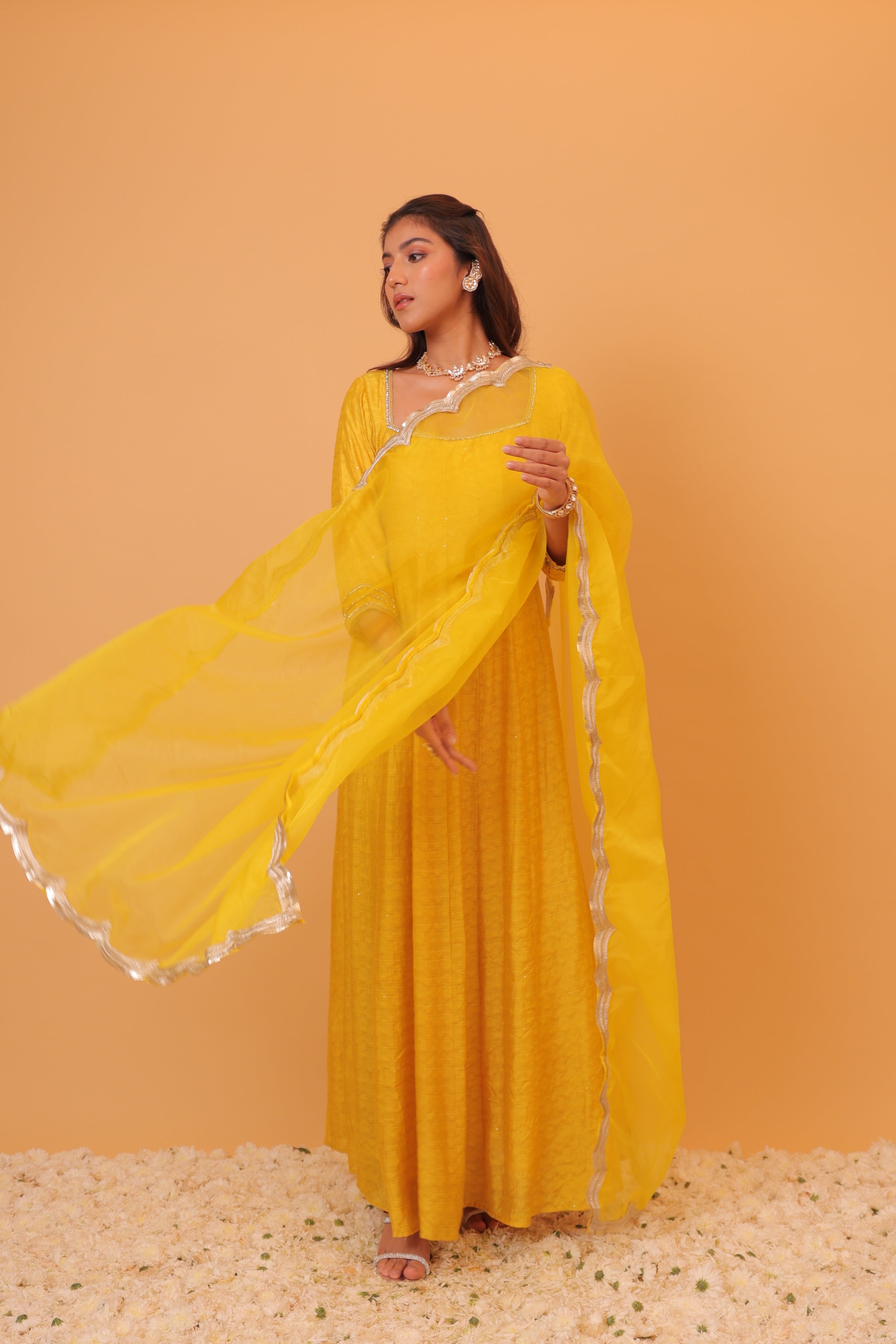 Alaya Mehfil Canary Yellow Anarkali Set