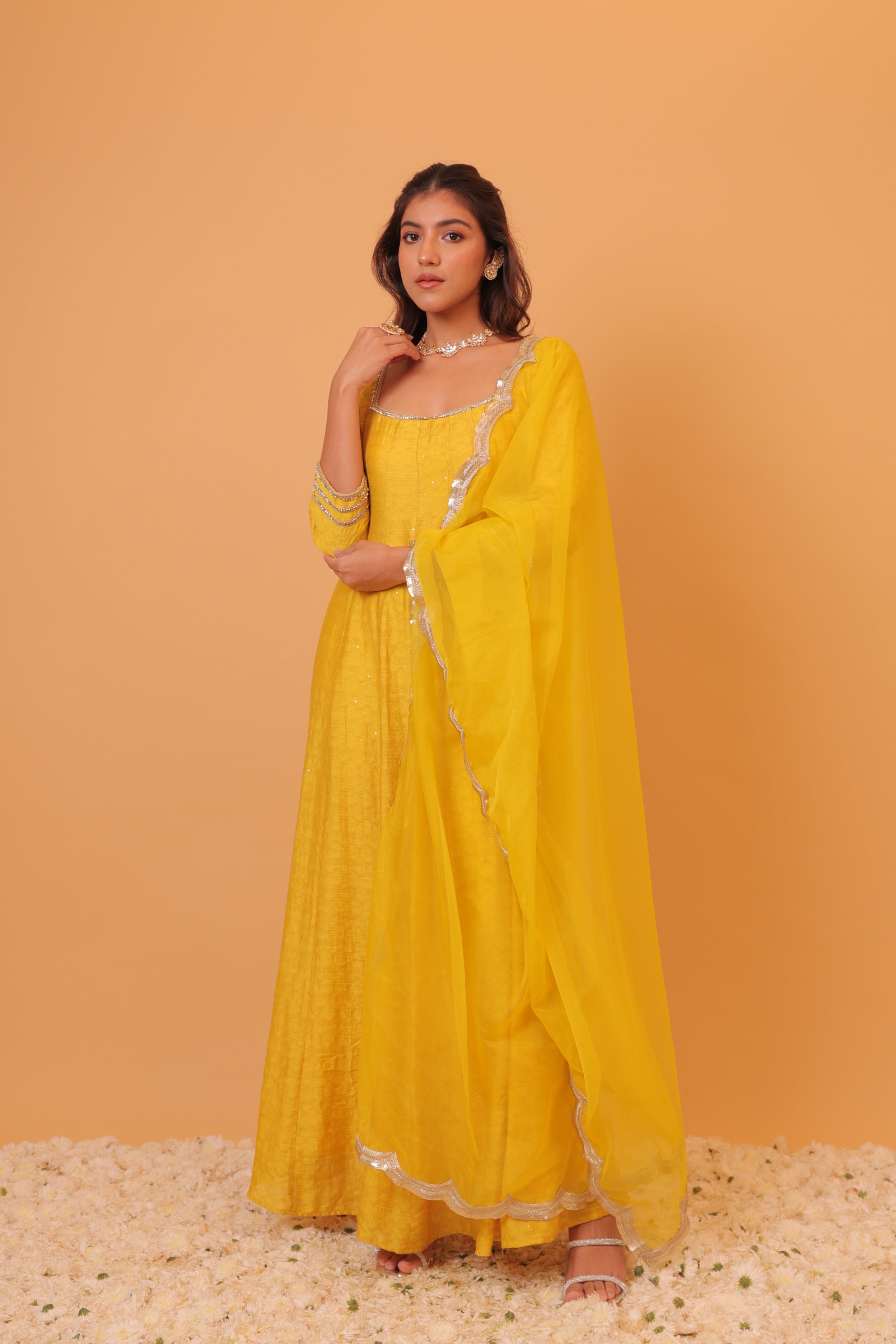 Alaya Mehfil Canary Yellow Anarkali Set