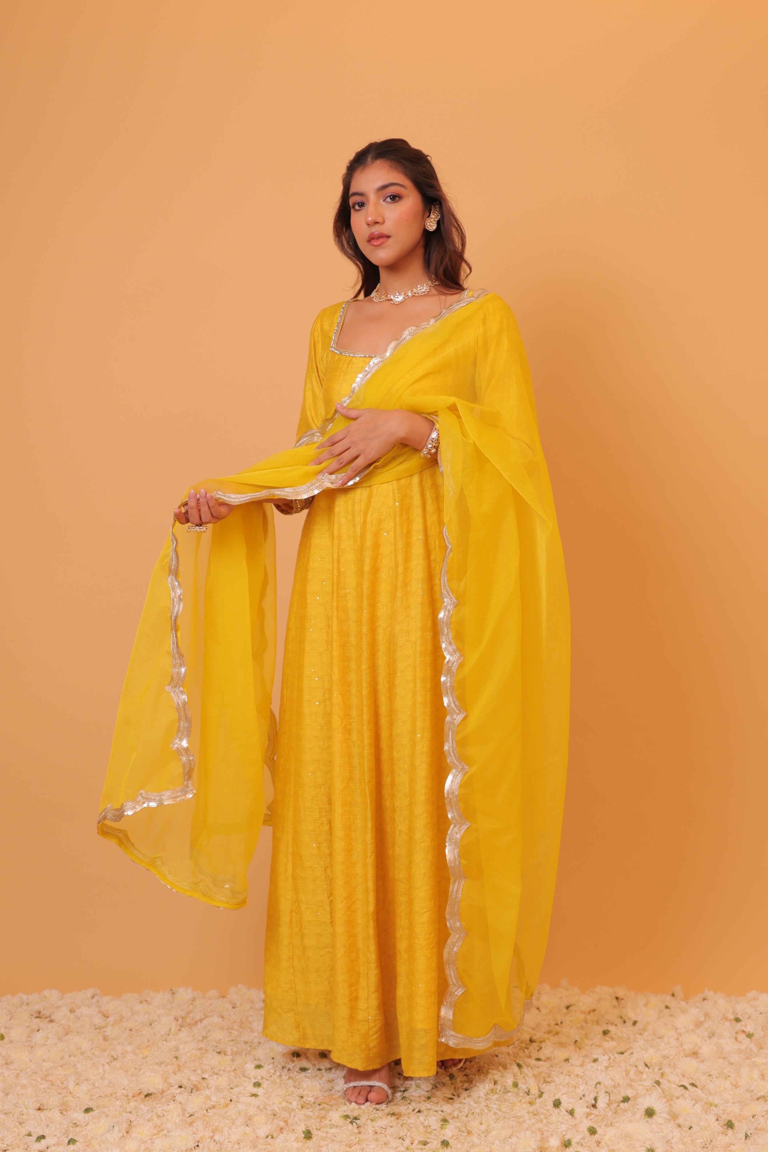 Alaya Mehfil Canary Yellow Anarkali Set