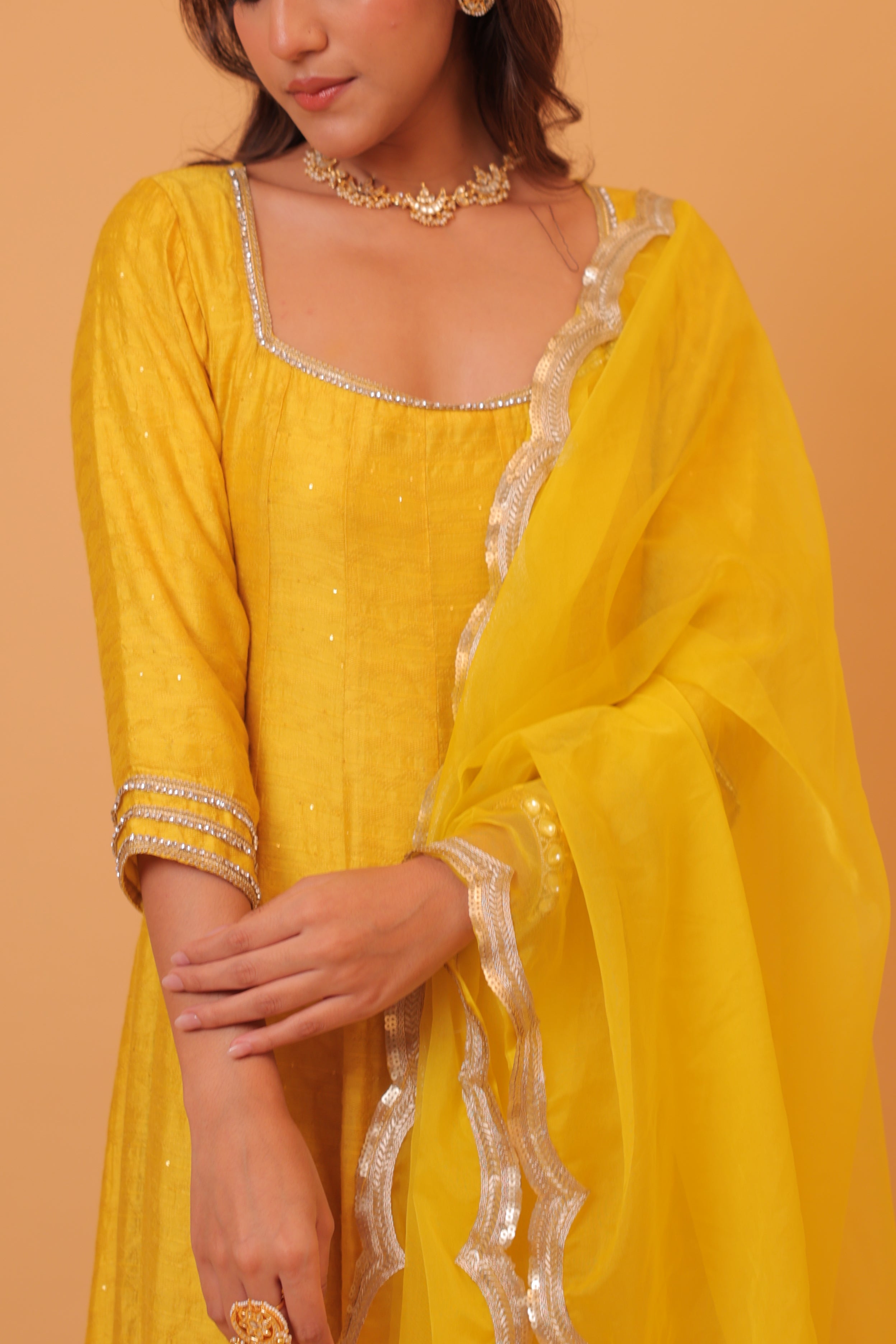 Alaya Mehfil Canary Yellow Anarkali Set