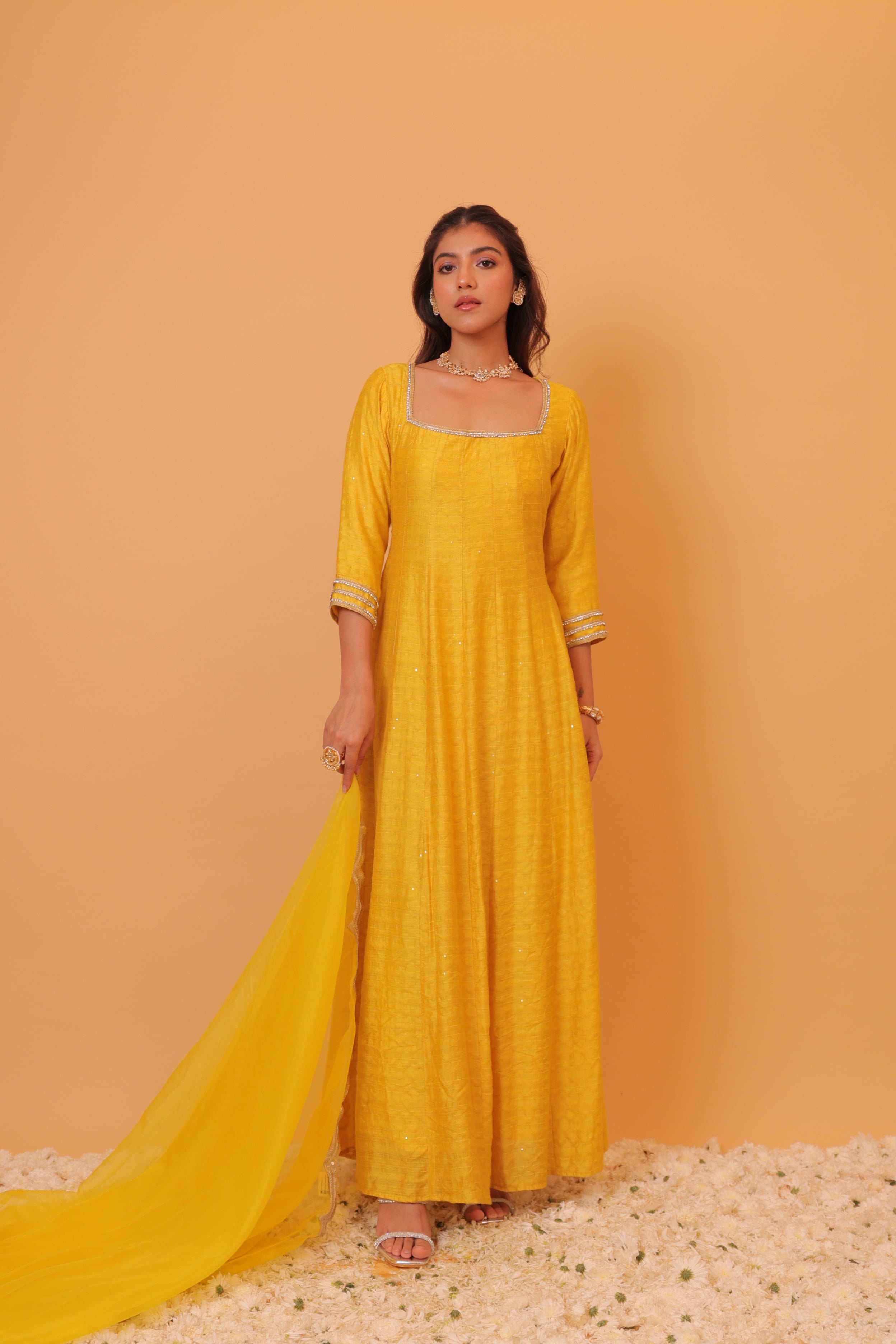 Alaya Mehfil Canary Yellow Anarkali Set