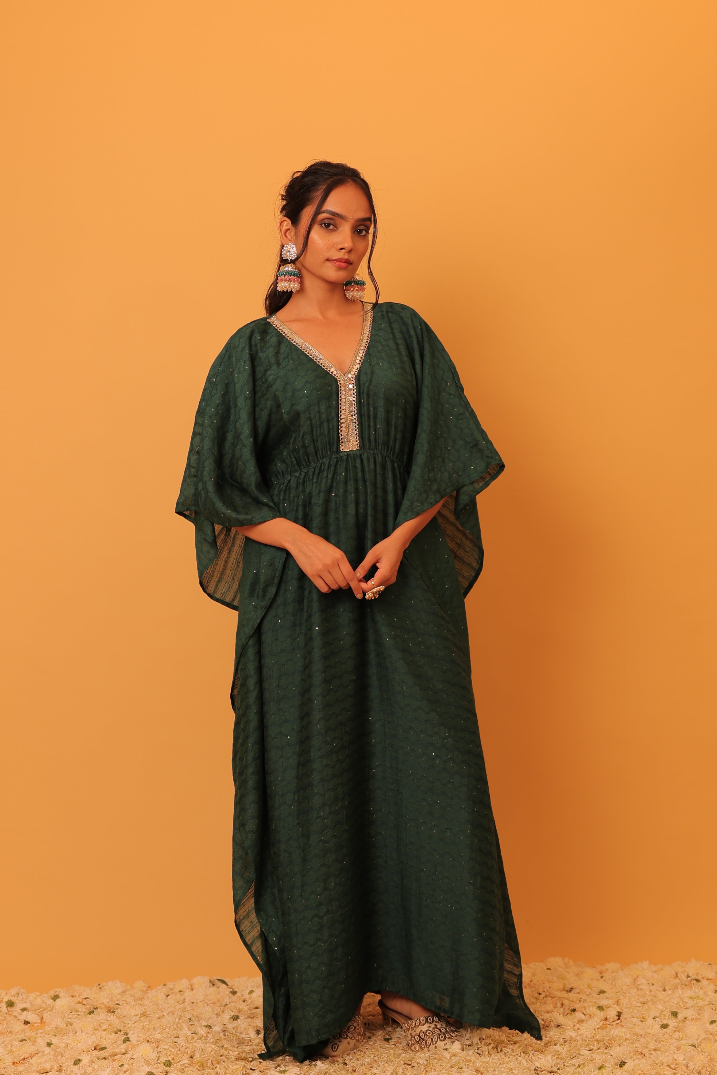 Alaya Mehfil Ruby Green Kaftan