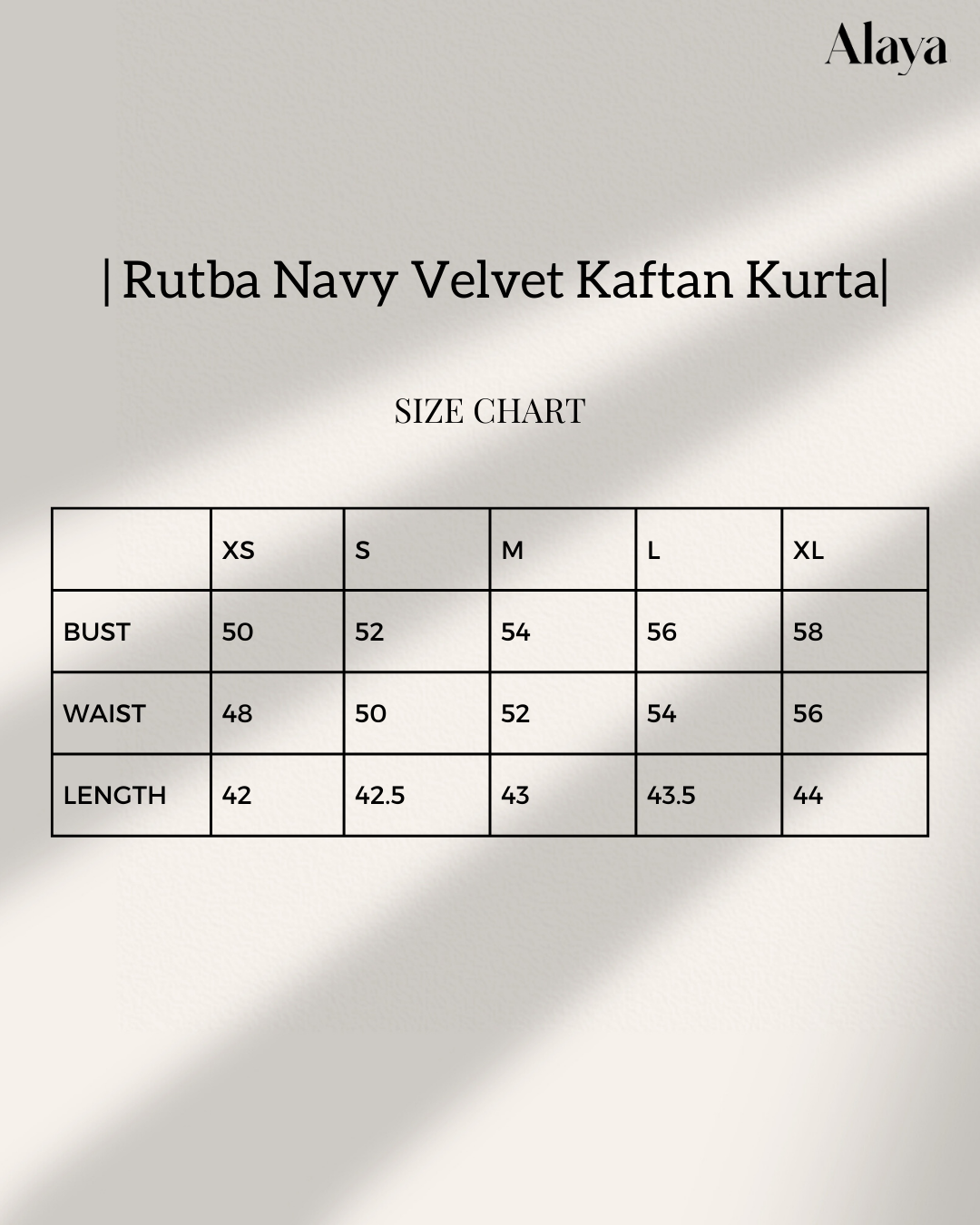 Rutba Navy velvet Kaftan Kurta