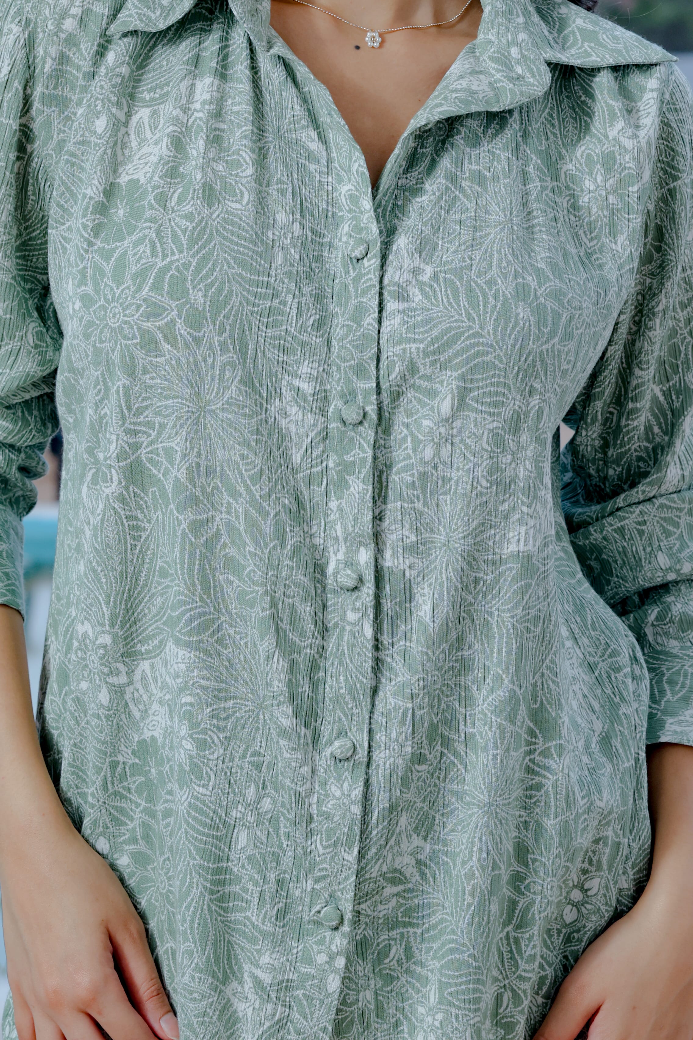 Verona Green Printed Shirt Set