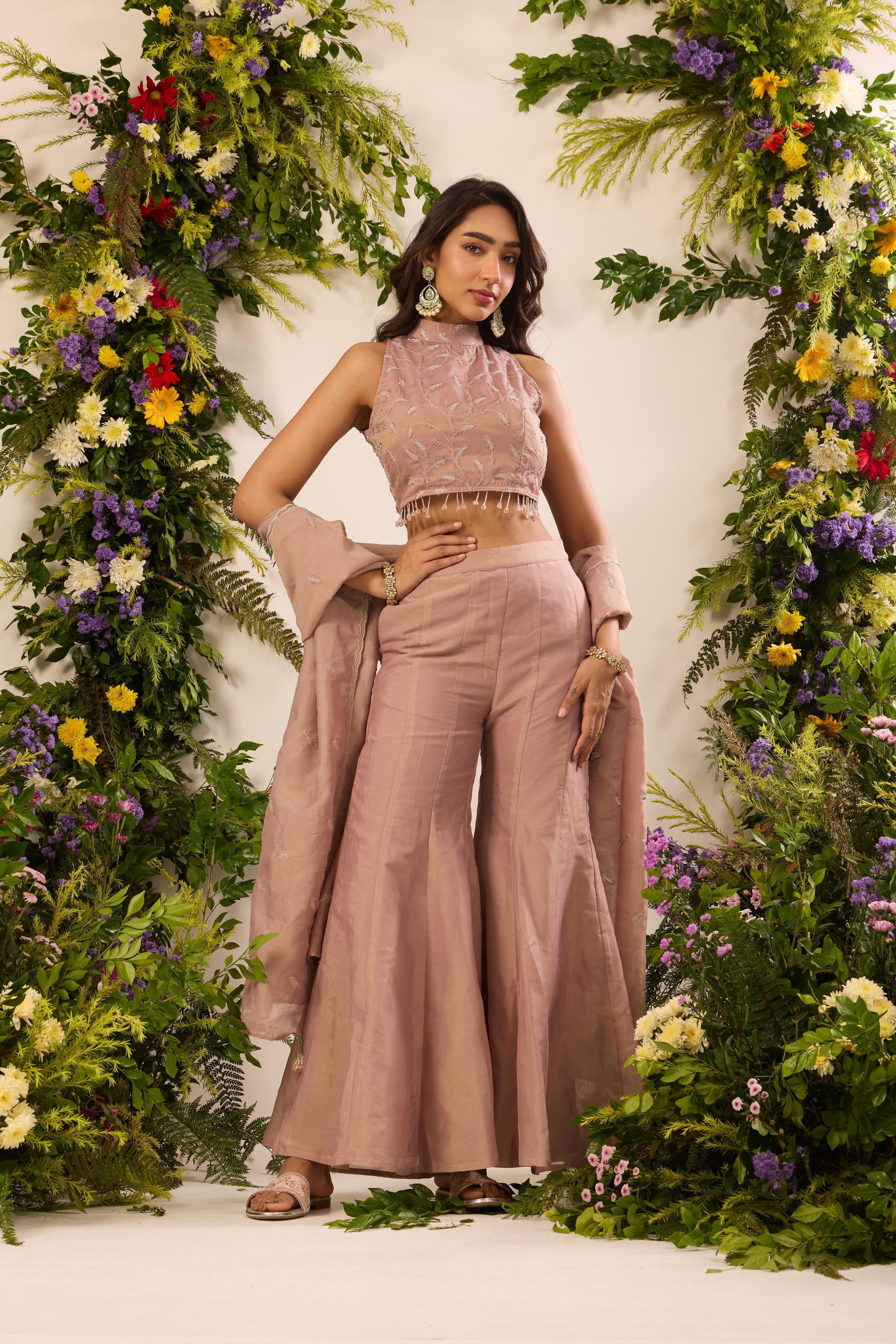 Mastaani Dusty Rose Sharara Set