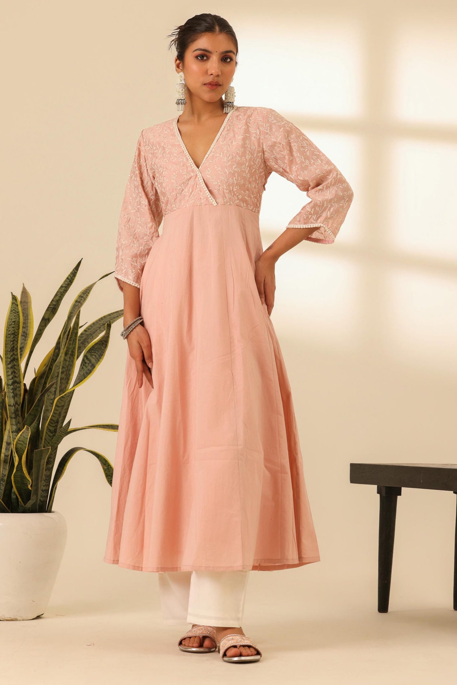 Rangrez Petal Pink Embroidered Anarkali