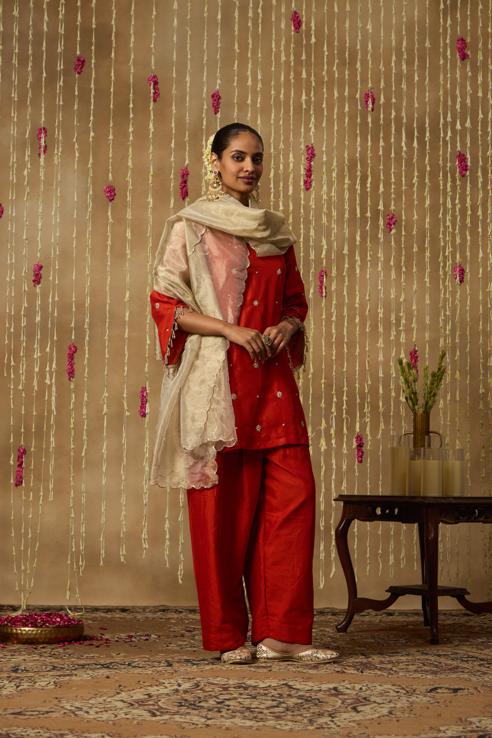 Jhoom Rust Orange Farshi Set