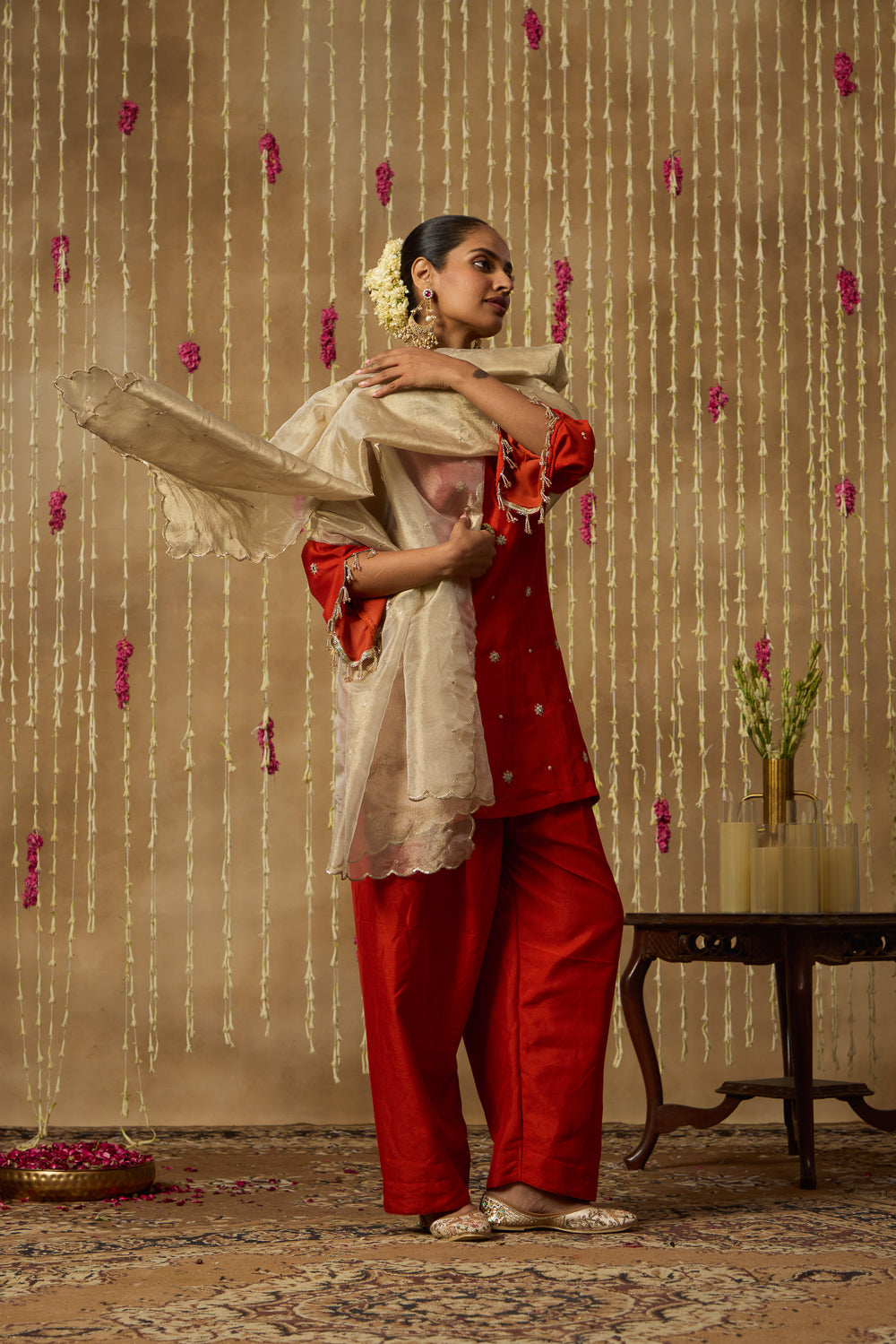 Jhoom Rust Orange Farshi Set