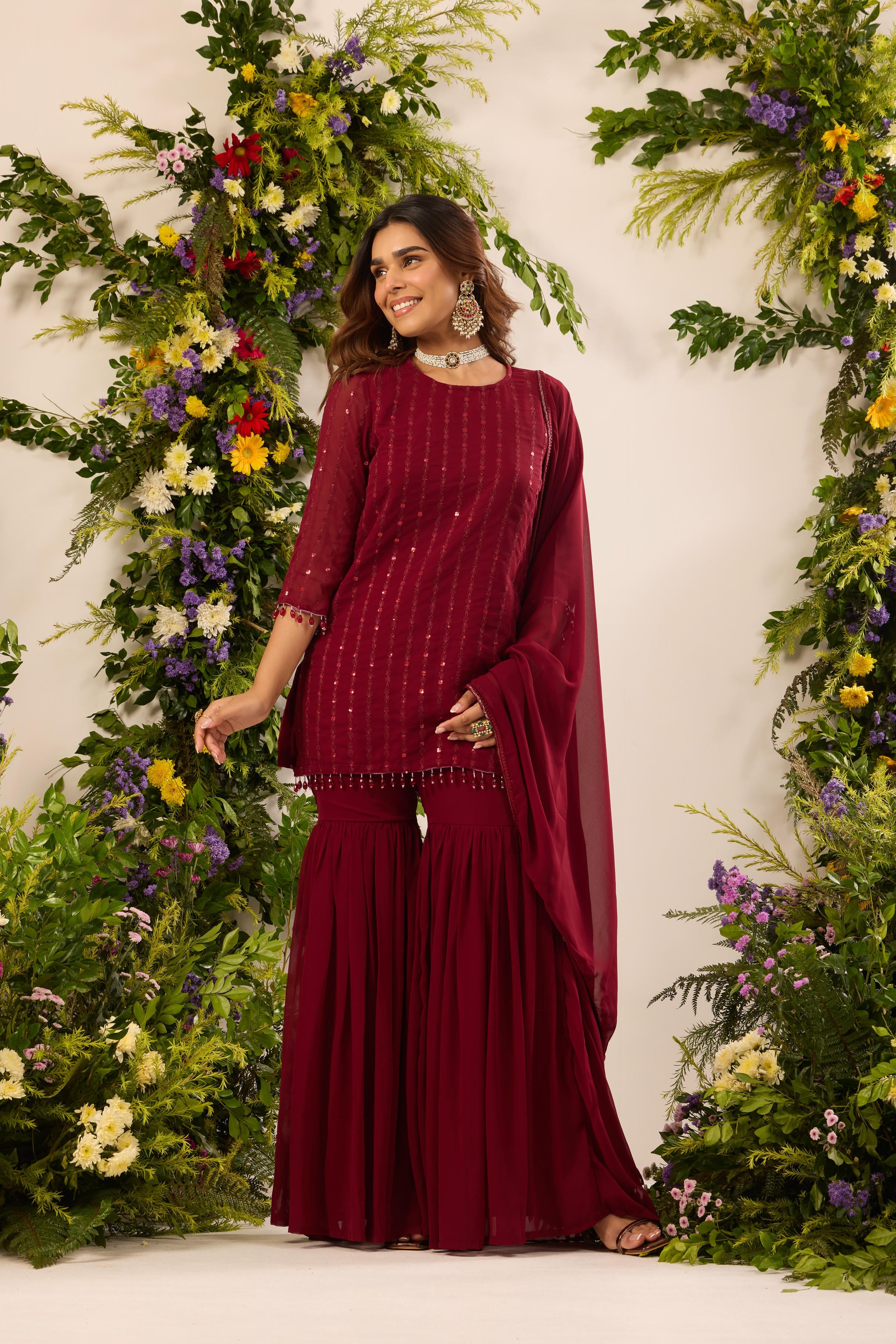 Mastaani Ruby Kurta Gharara Set