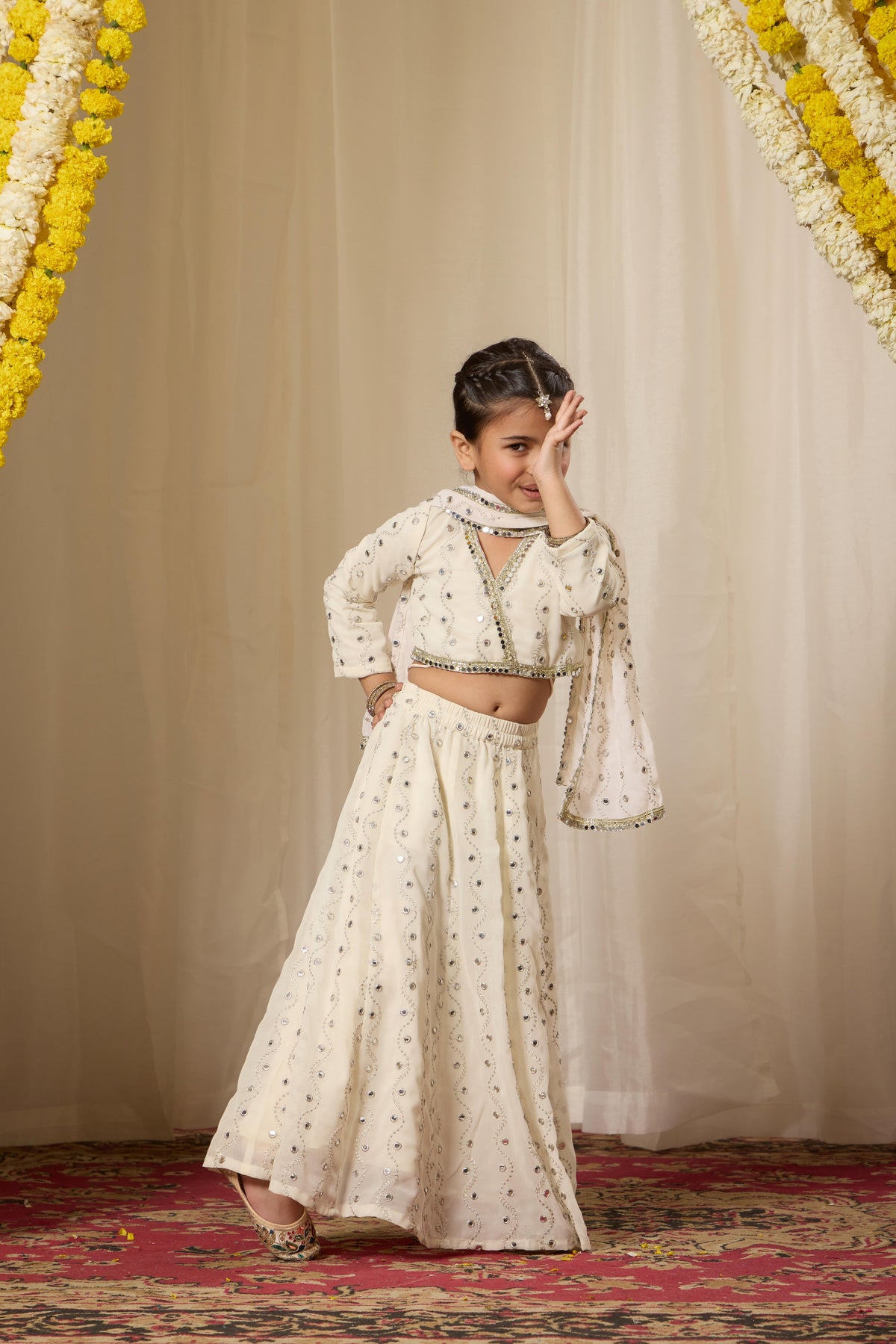 Alaya Kids Astoria Mirror Work Lehenga Set