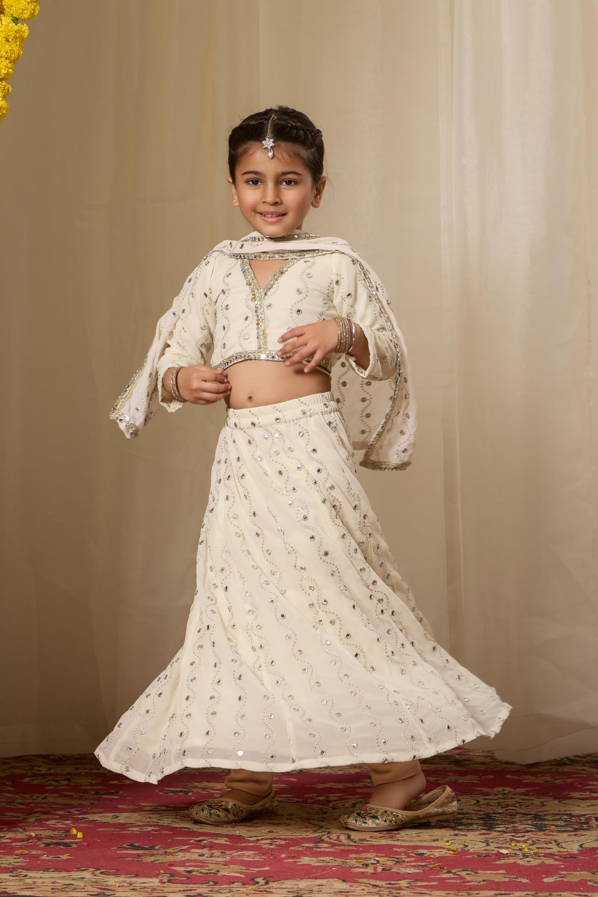 Alaya Kids Astoria Mirror Work Lehenga Set
