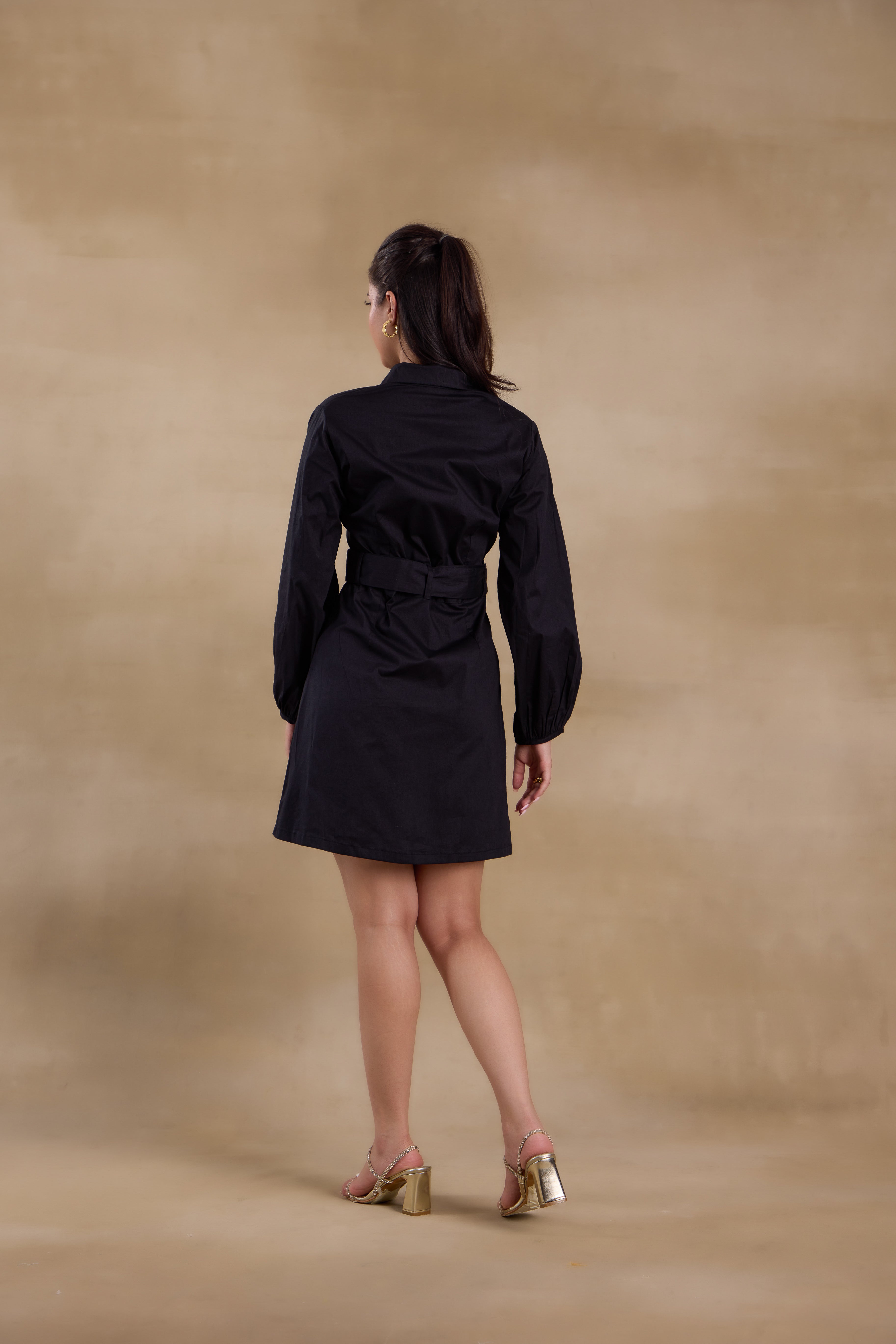 Alaya Essentials Black Belted Blazer Dress