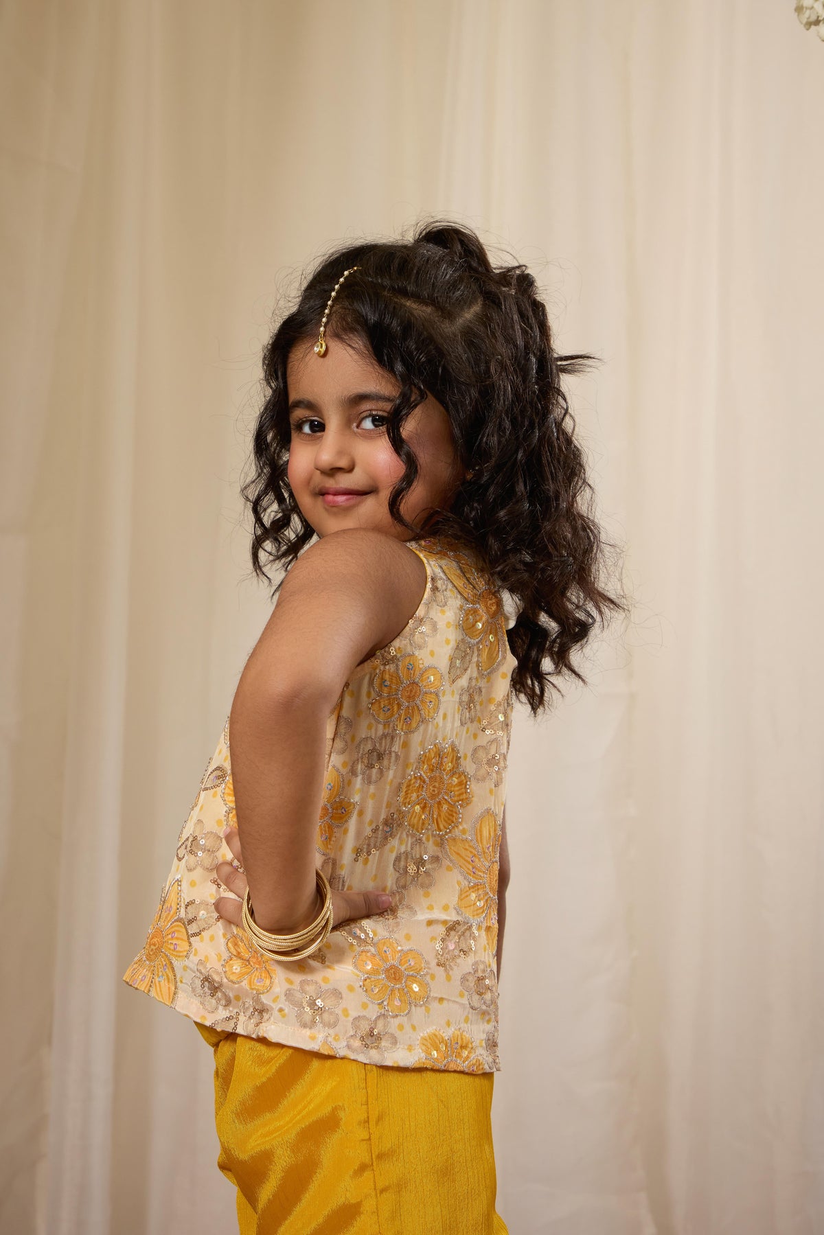 Alaya Kids Haldi Bloom Kurta Set