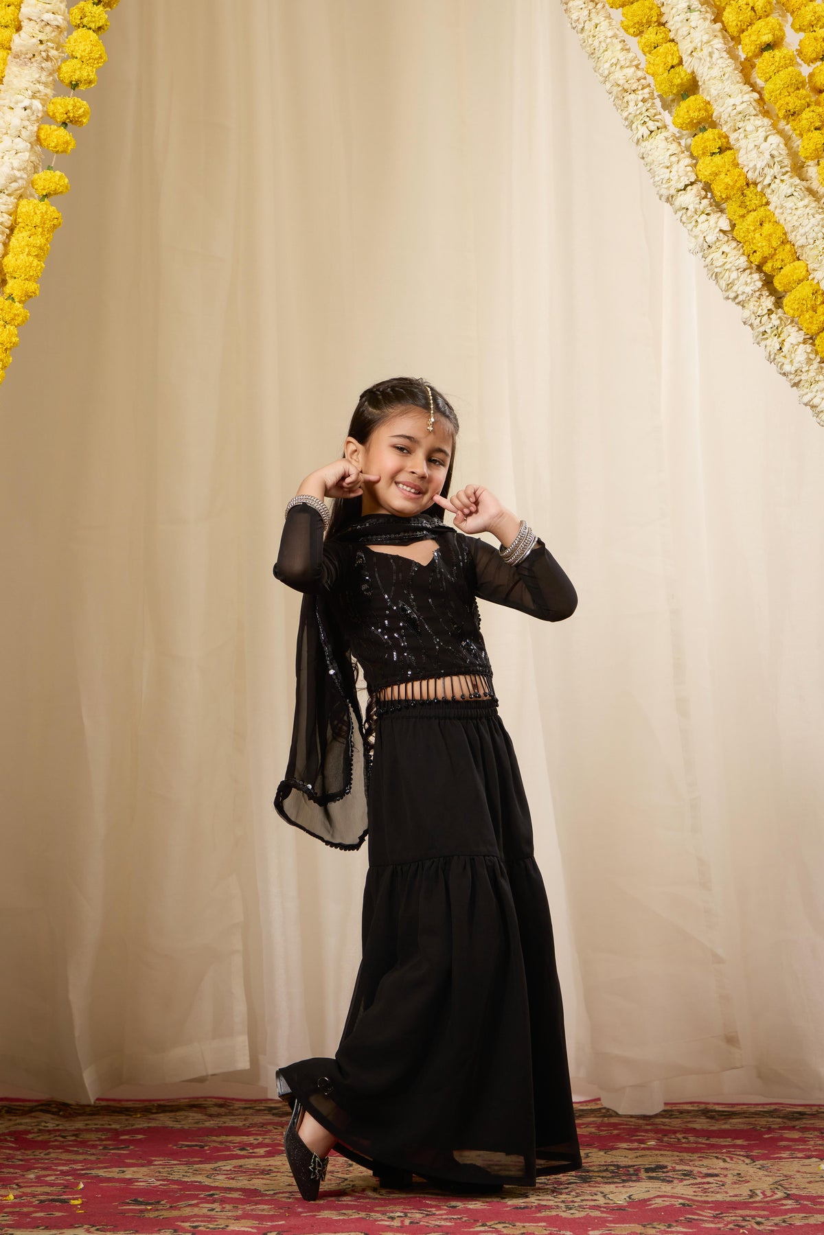 Alaya Kids Black Allure Skirt Set
