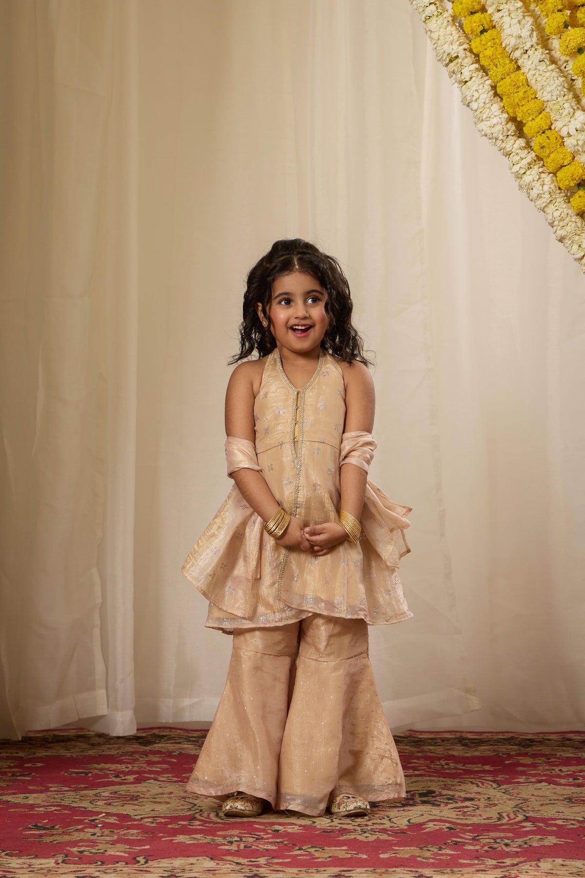 Alaya Kids Champagne Mist Kurta Set
