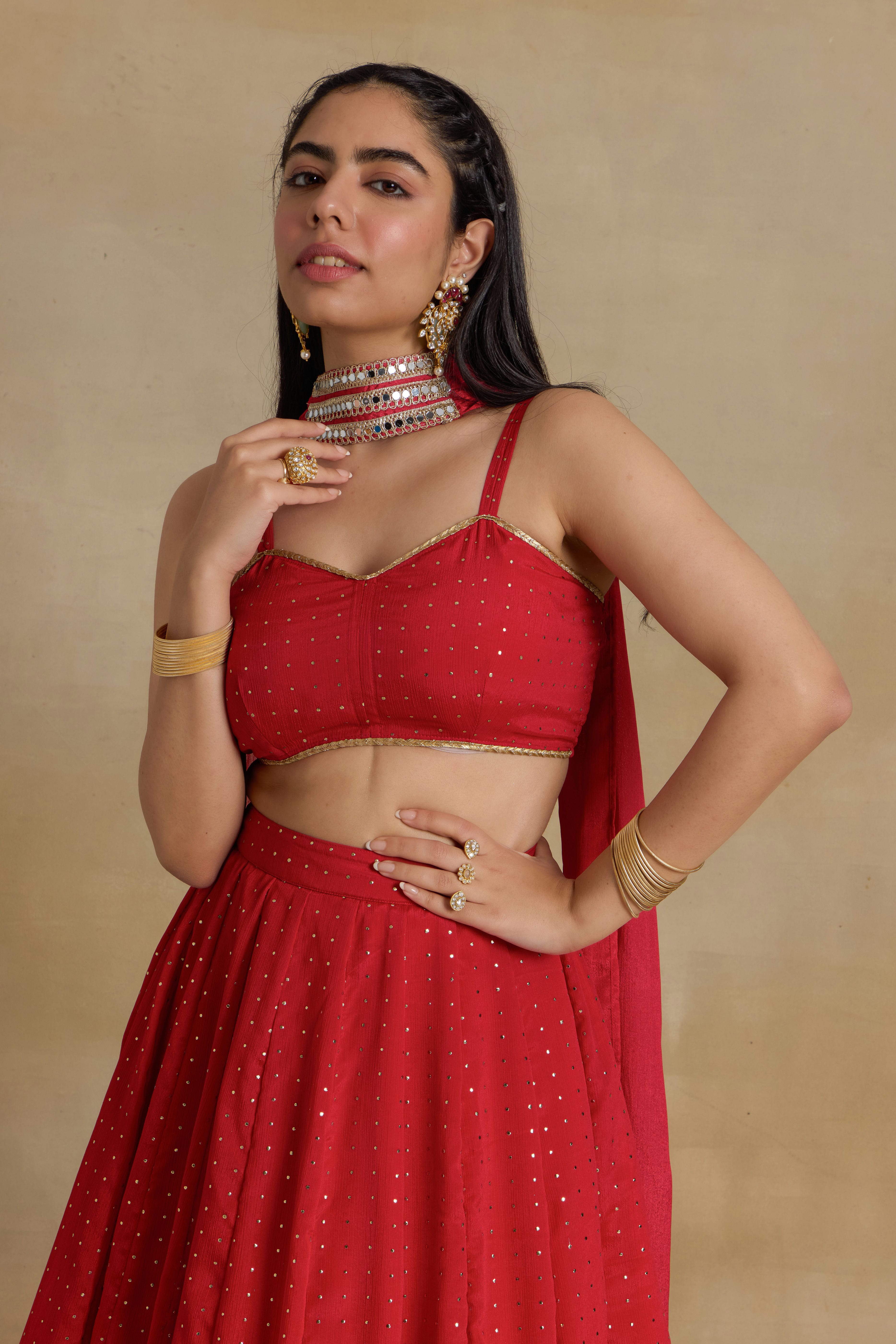 Alaya Heer Red Instaglam Lehenga Set