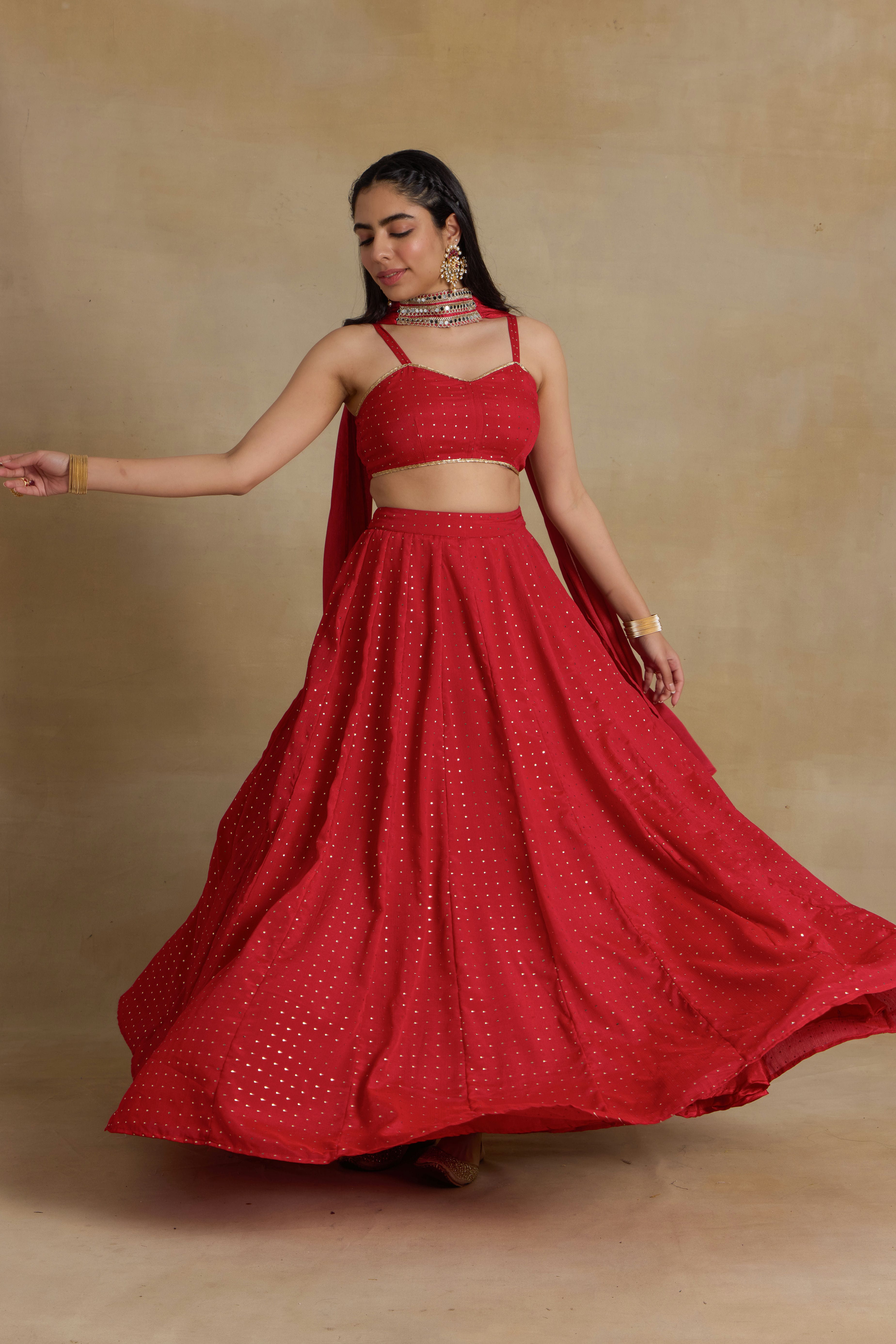 Alaya Heer Red Instaglam Lehenga Set