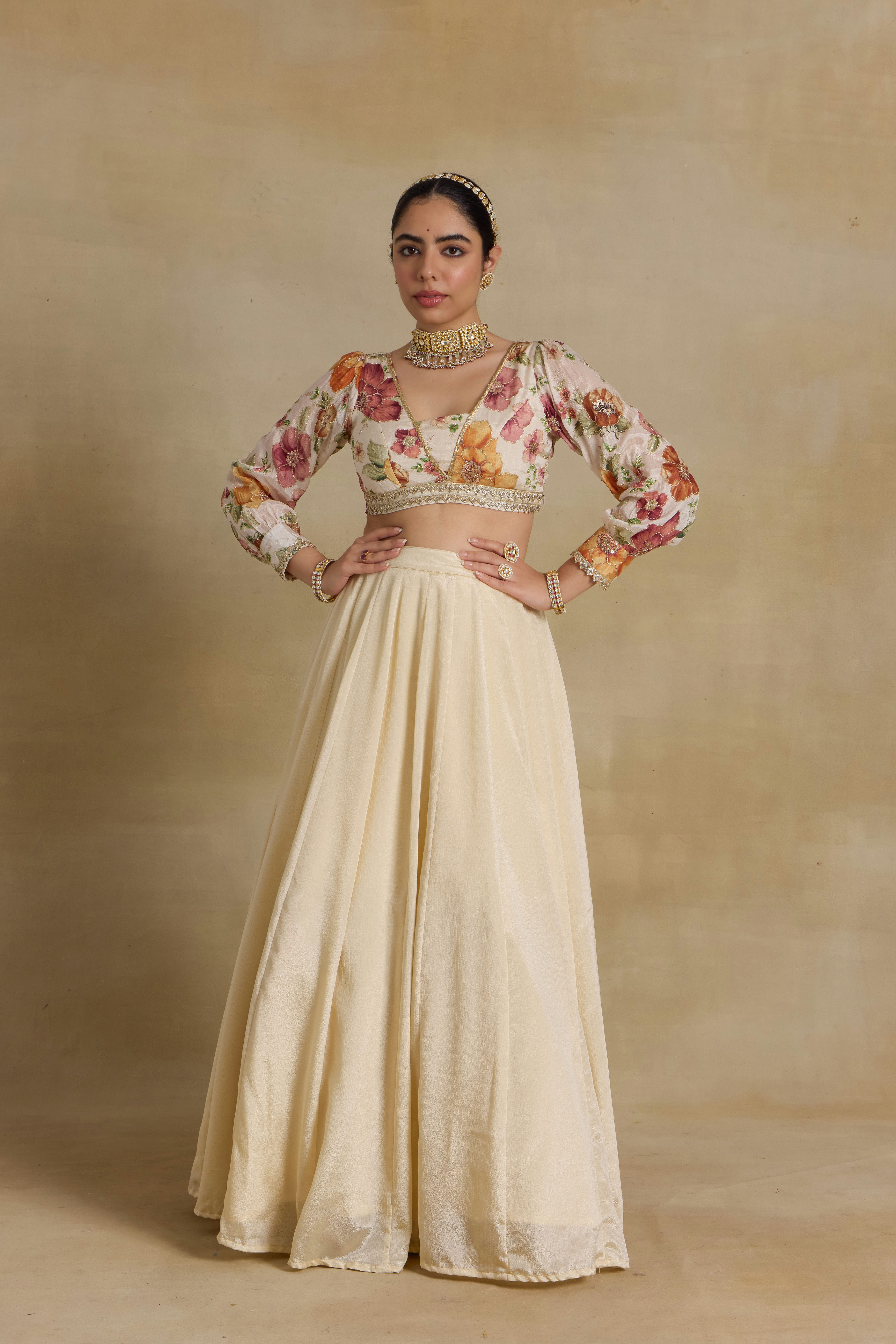 Alaya Noor Ivory Modern Maharani Lehenga Set