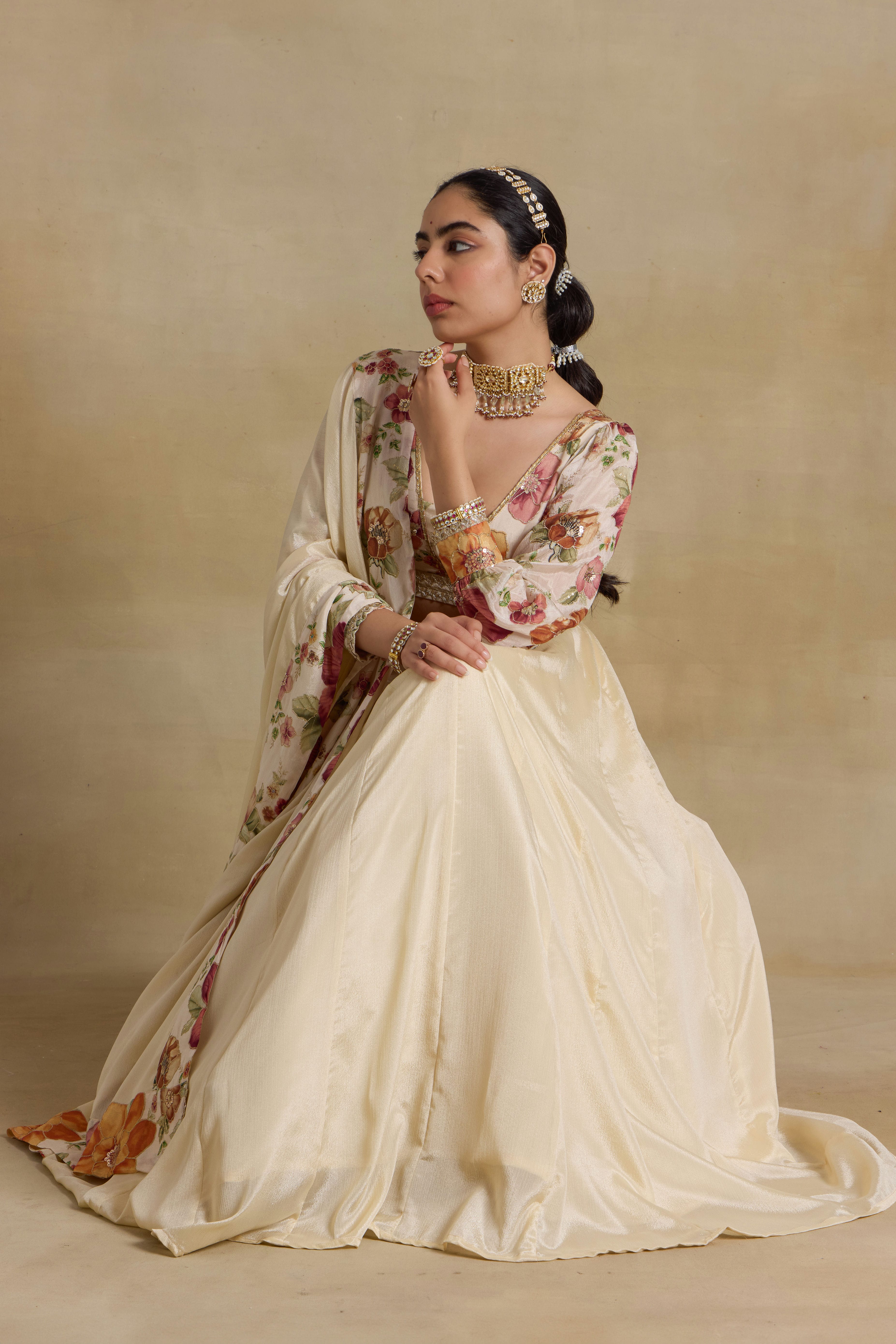 Alaya Noor Ivory Modern Maharani Lehenga Set