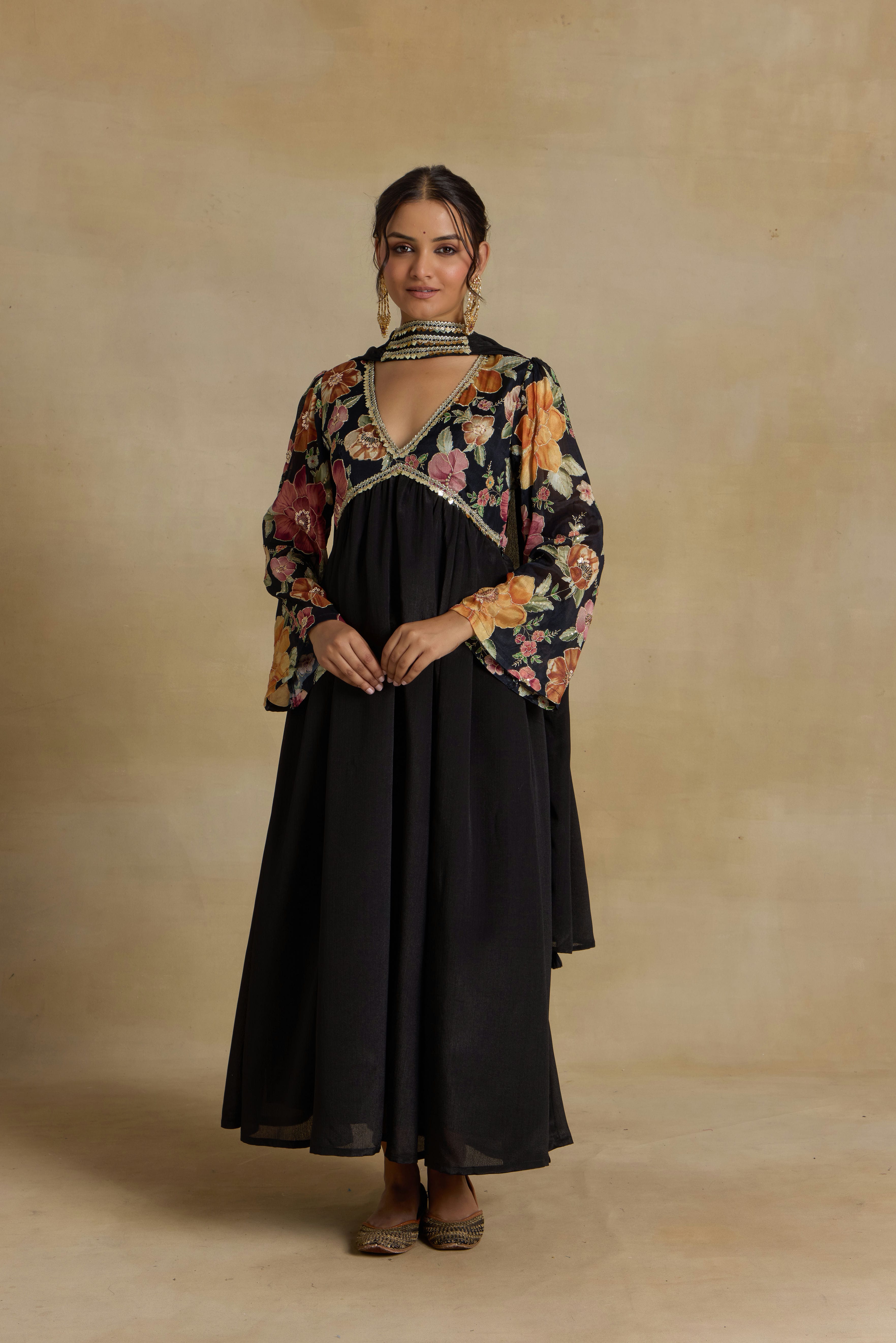 Alaya Noor Signature Black Anarkali with Choker Dupatta