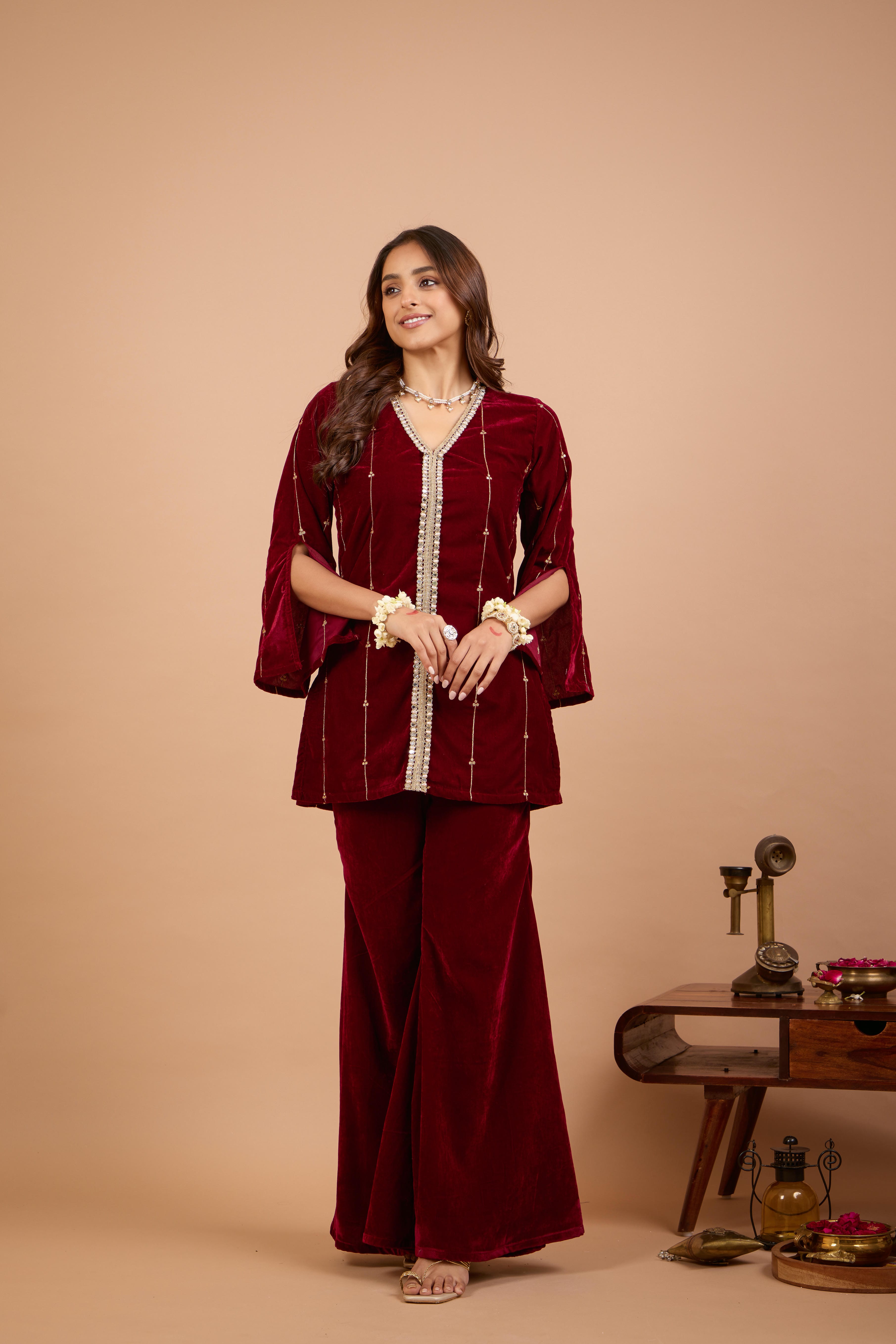 Alaya Jugni Plum Red Phiran Kurta