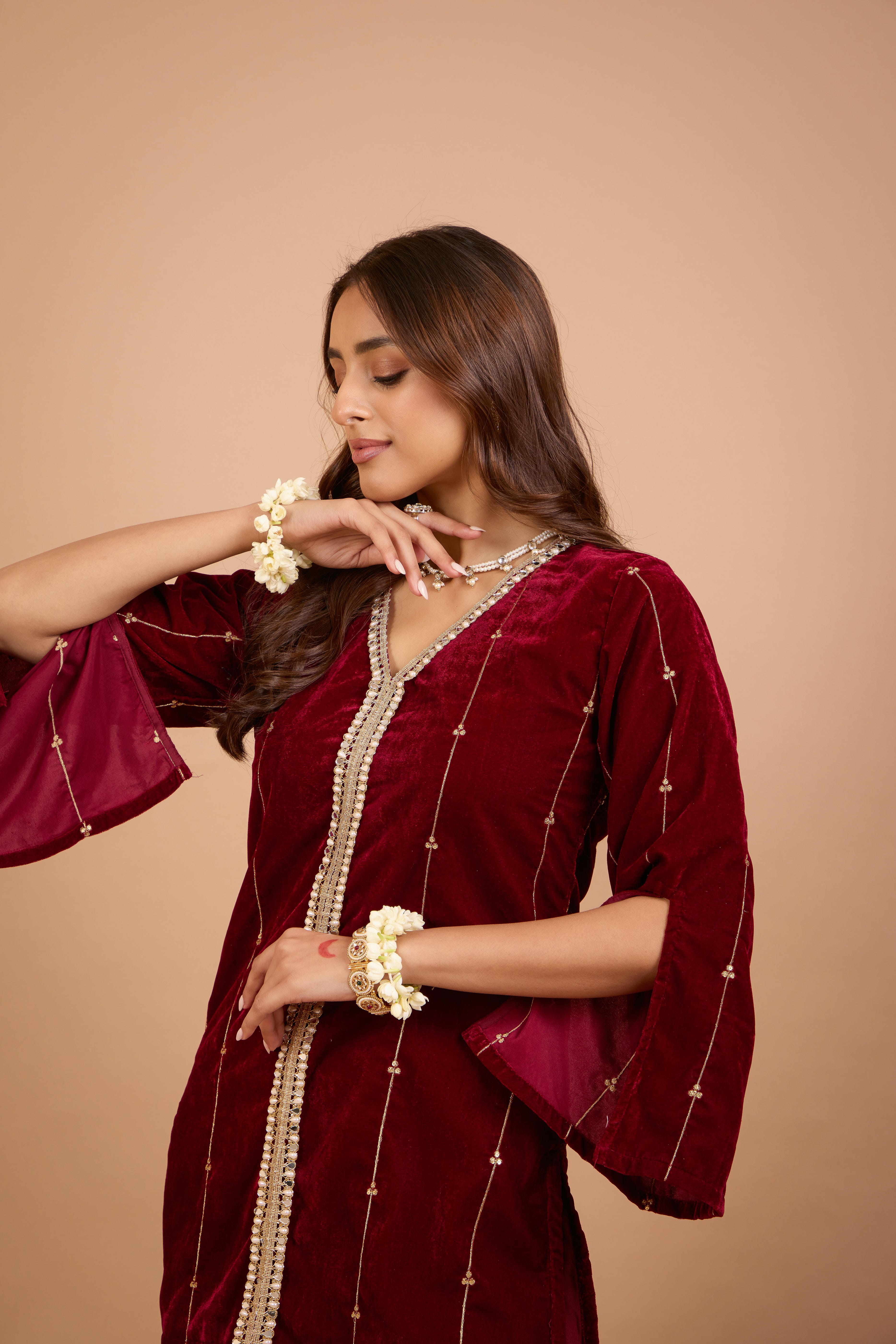 Alaya Jugni Plum Red Phiran Kurta