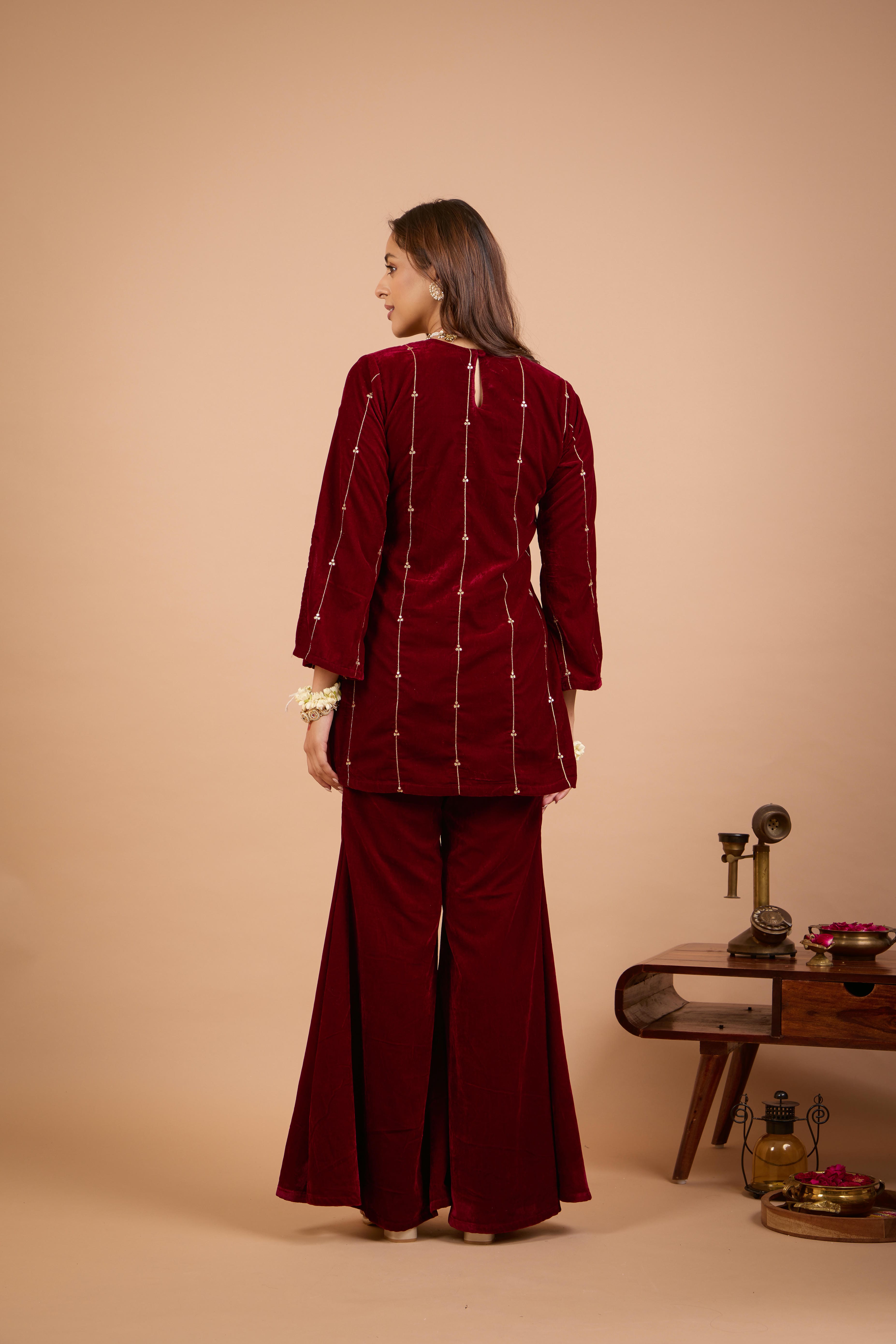 Alaya Jugni Plum Red Phiran Kurta Set