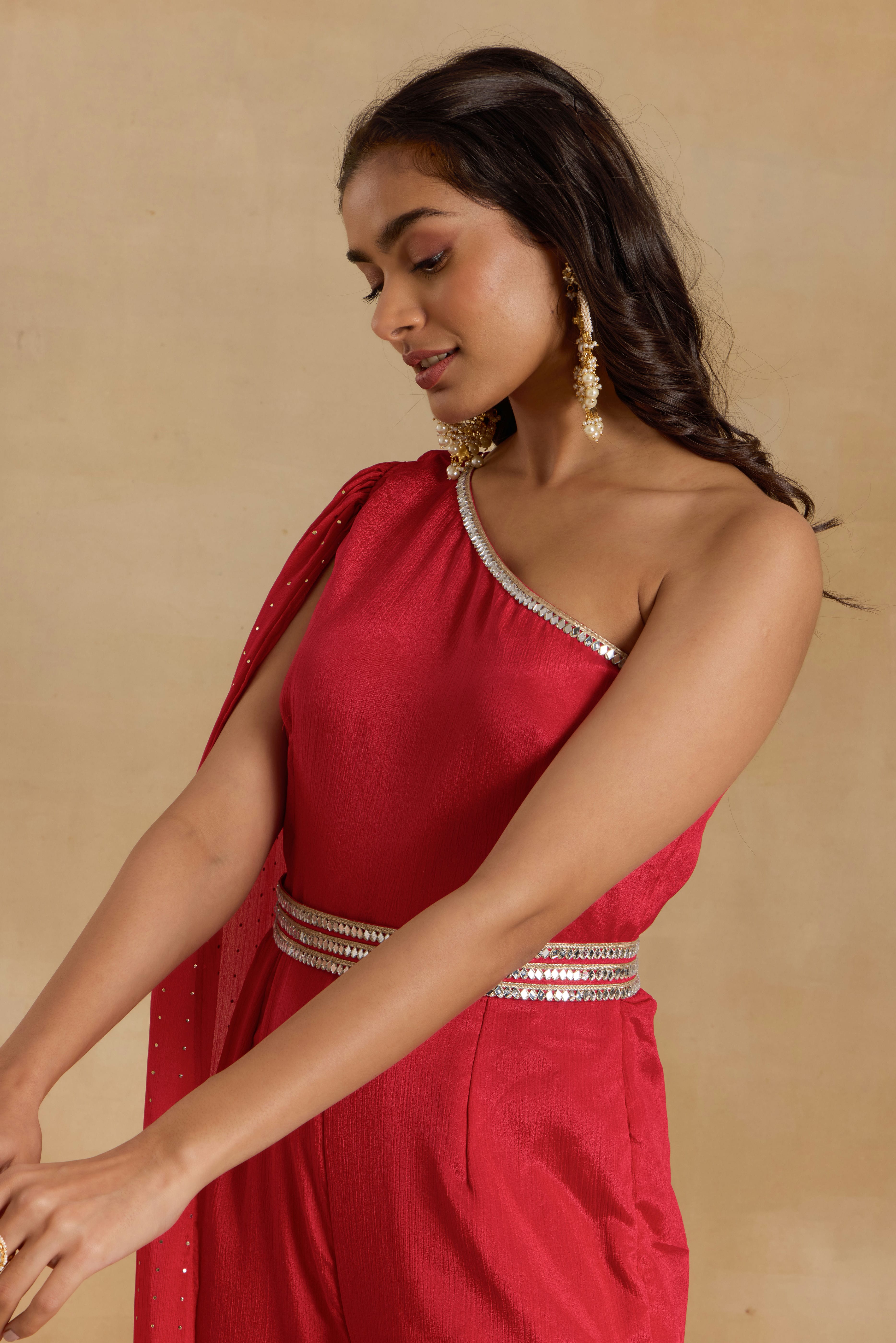 Alaya Heer Red Easy-breezy Jump Suit