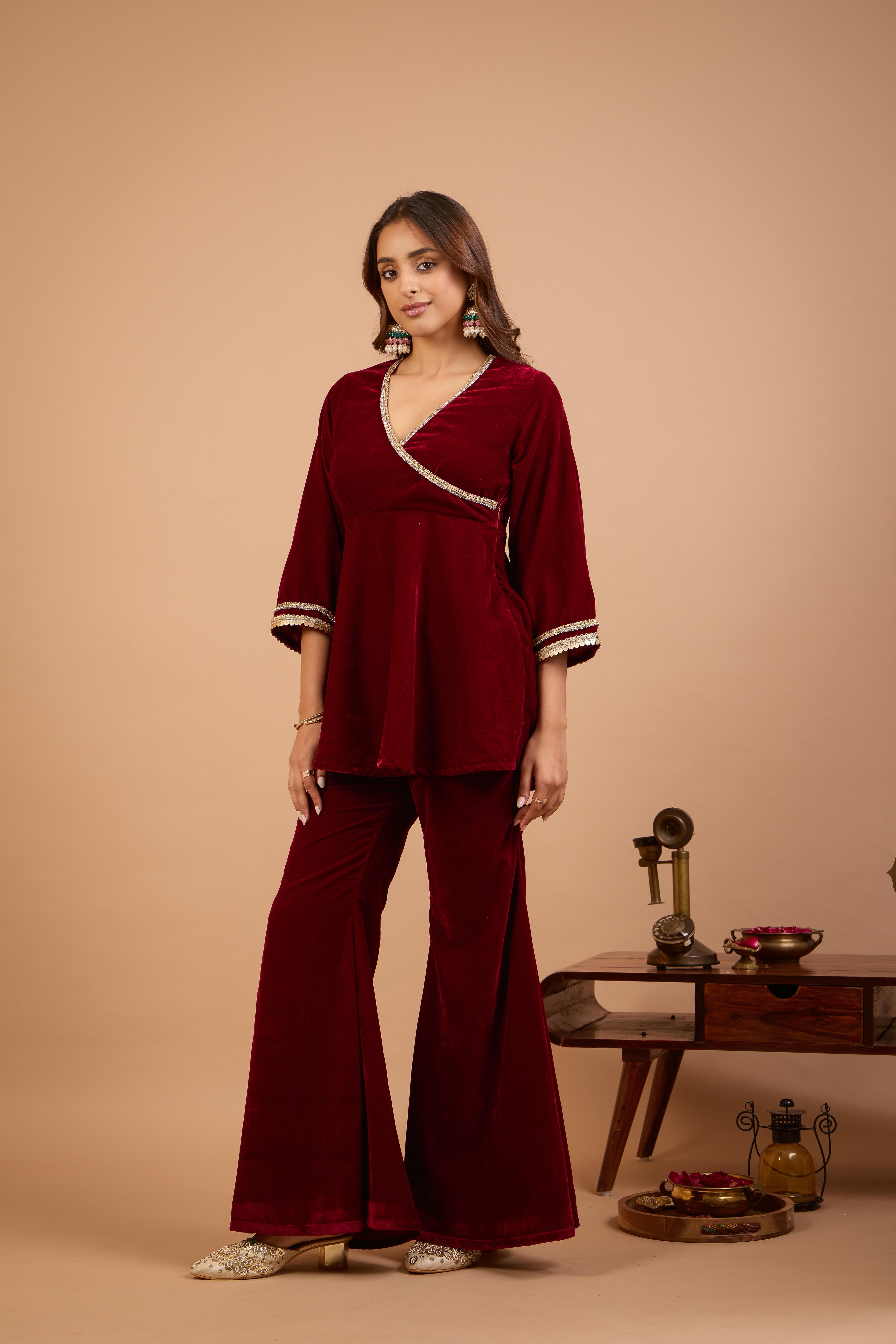 Alaya Jugni Plum Red Peplum Kurta