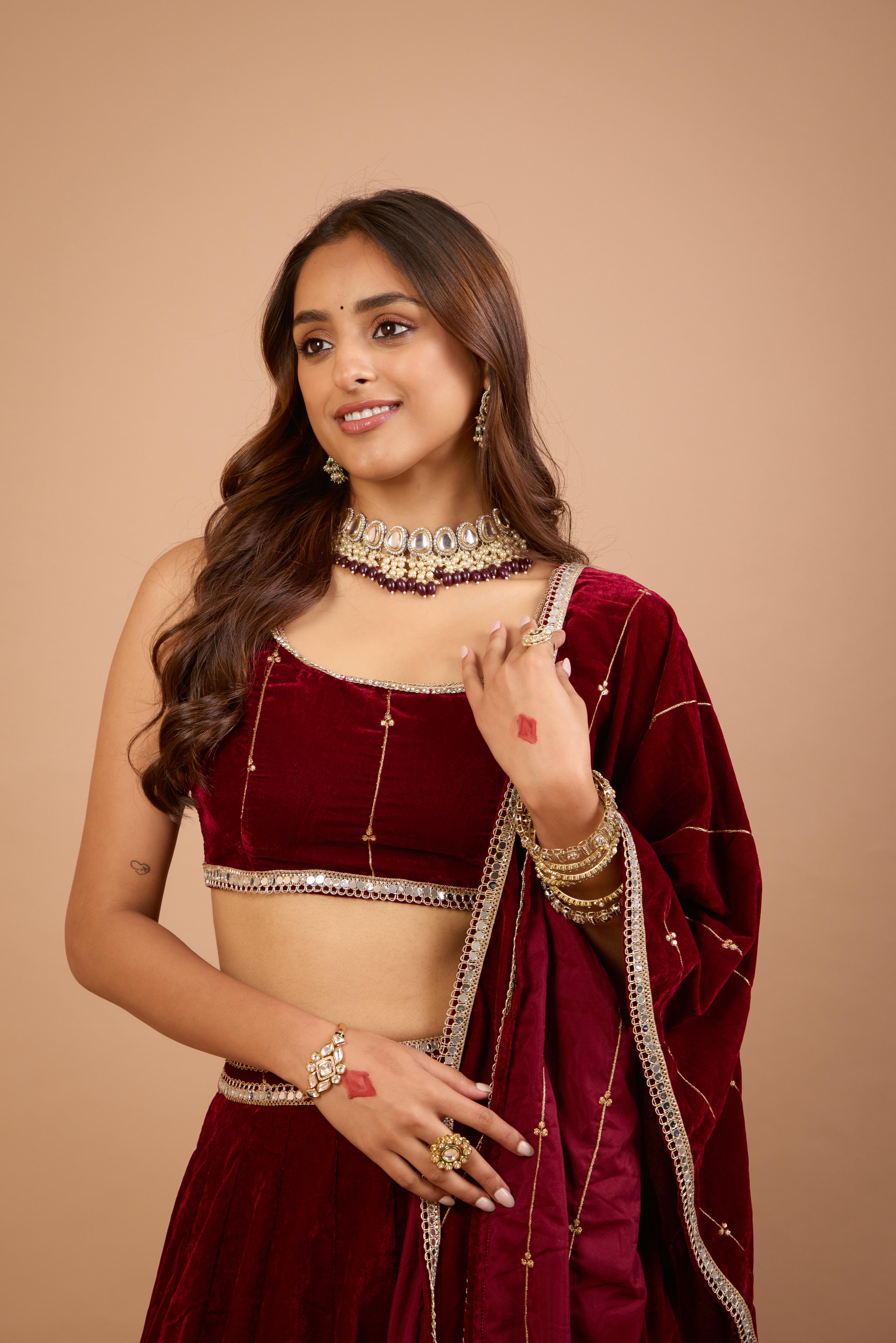 Alaya Jugni Scarlet Plum Red Blouse