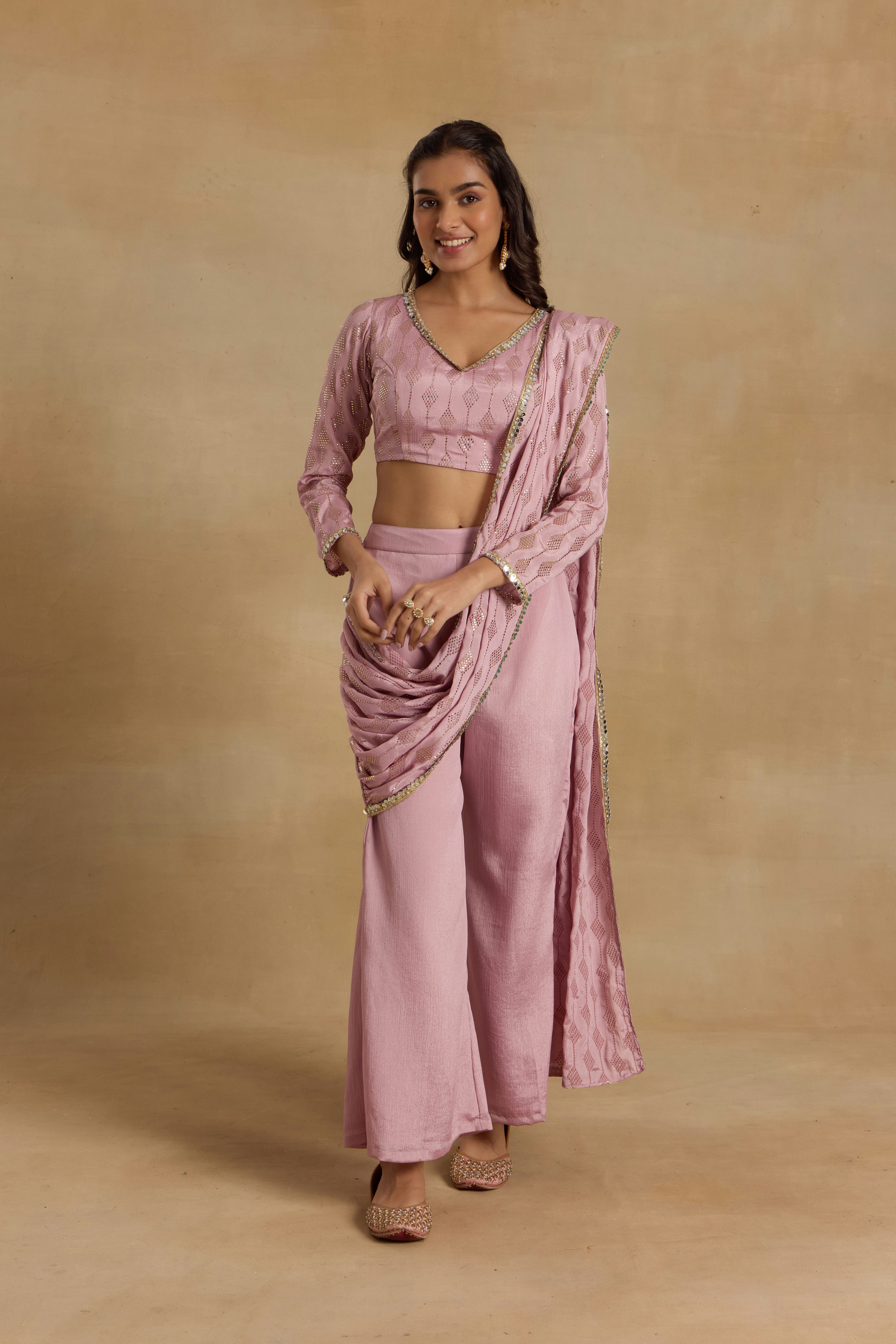 Alaya Heer Lilac Ready To Wear Pant Sari Set