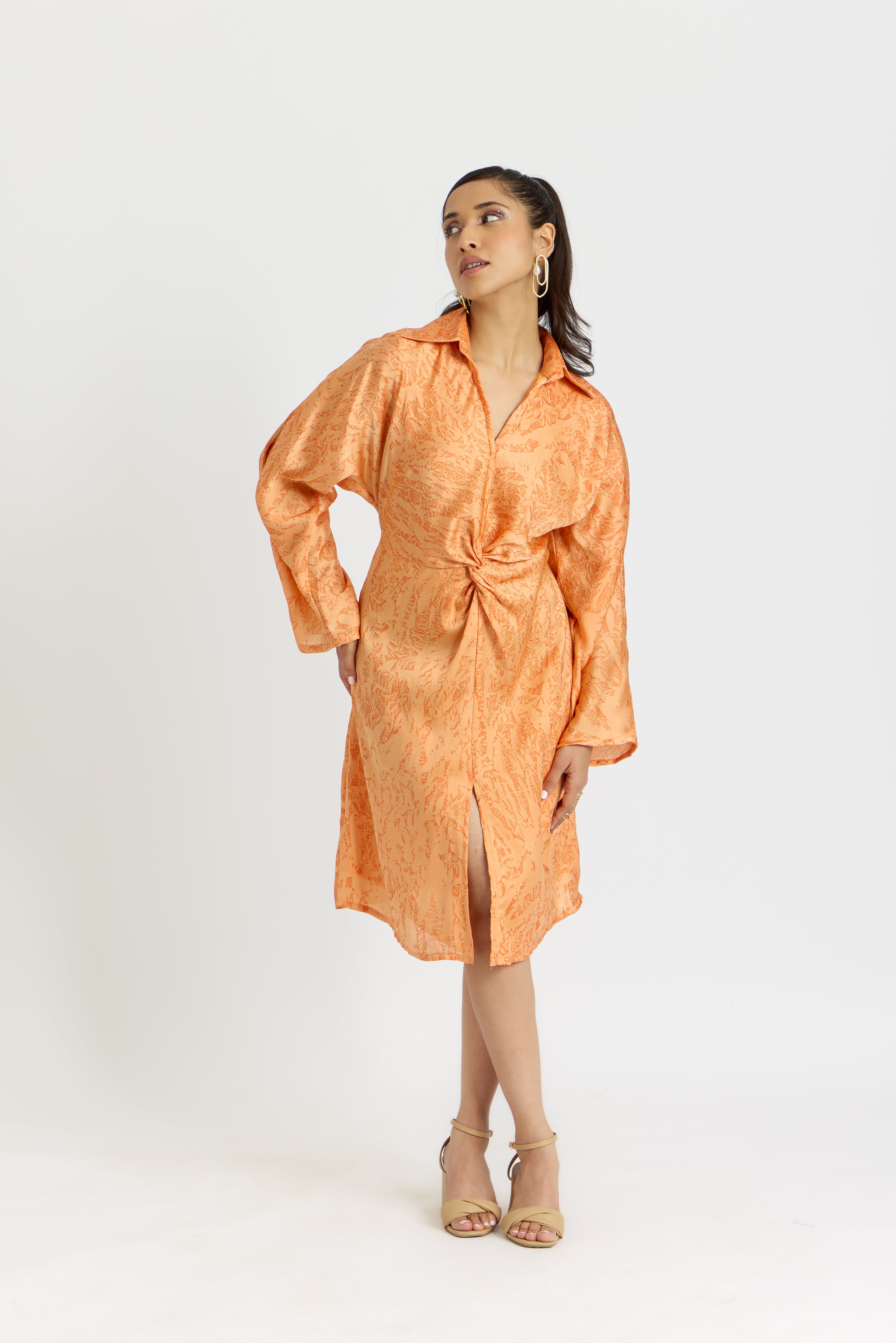 Alaya Cairo Peach Love Front Knot Dress