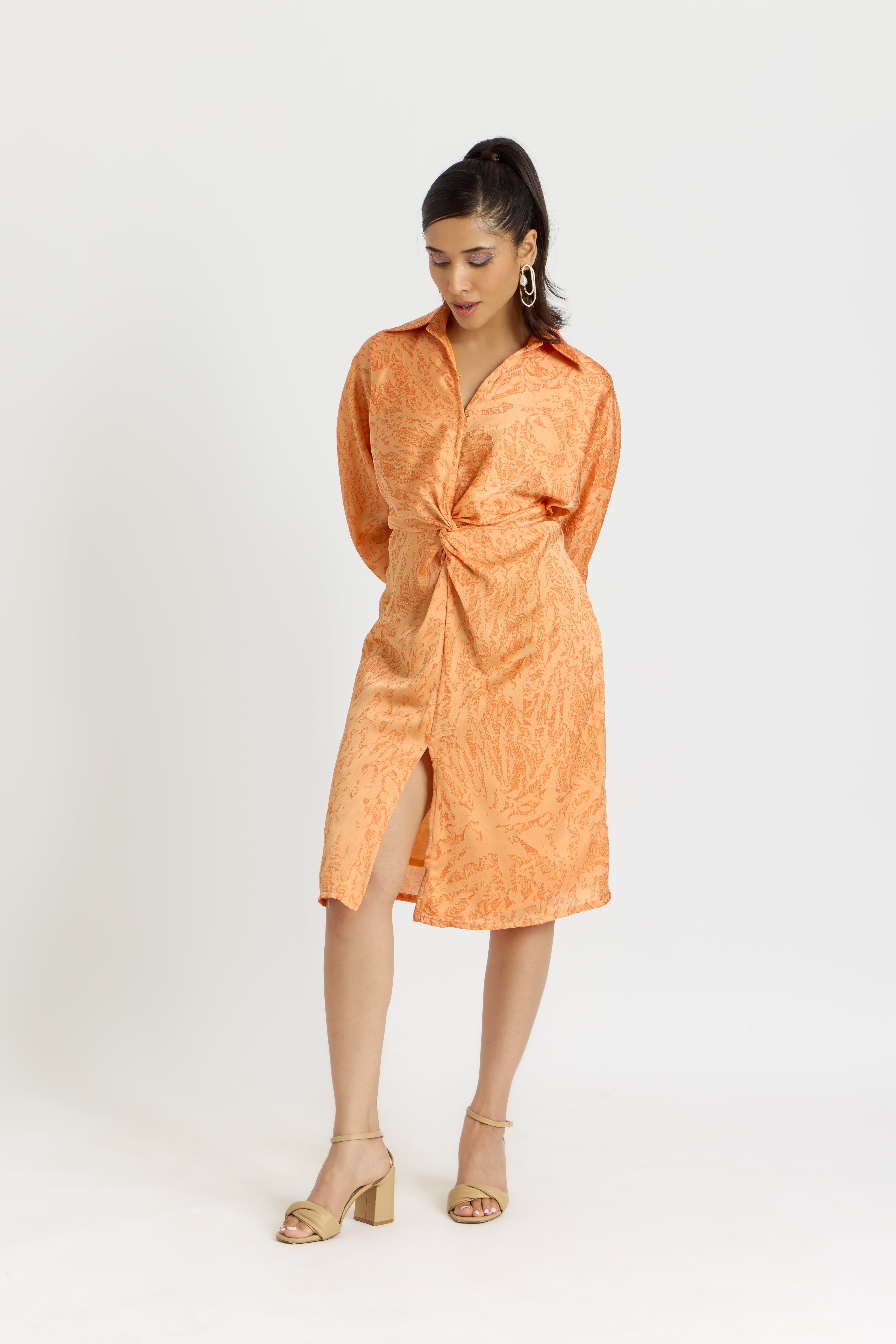 Alaya Cairo Peach Love Front Knot Dress