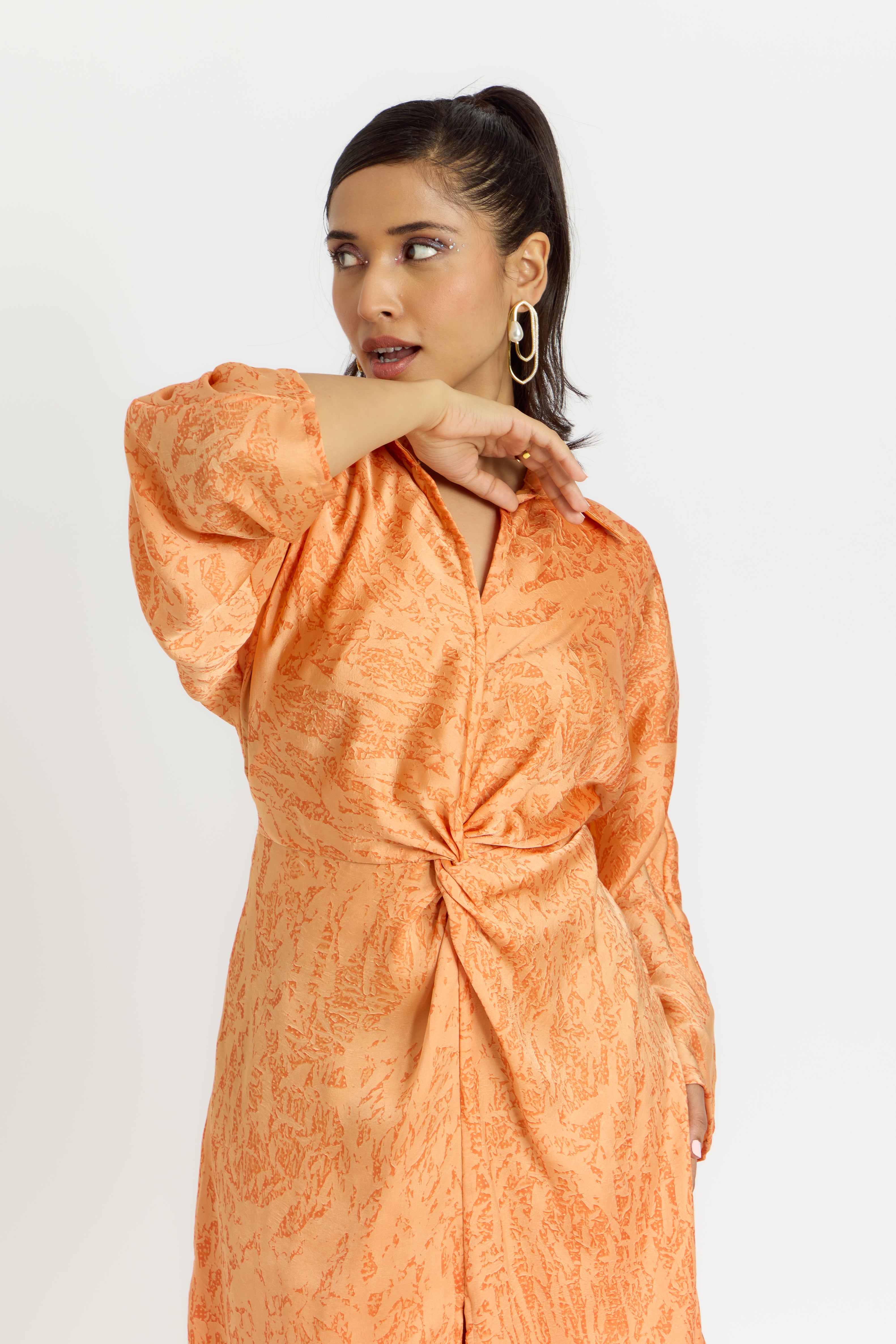 Alaya Cairo Peach Love Front Knot Dress