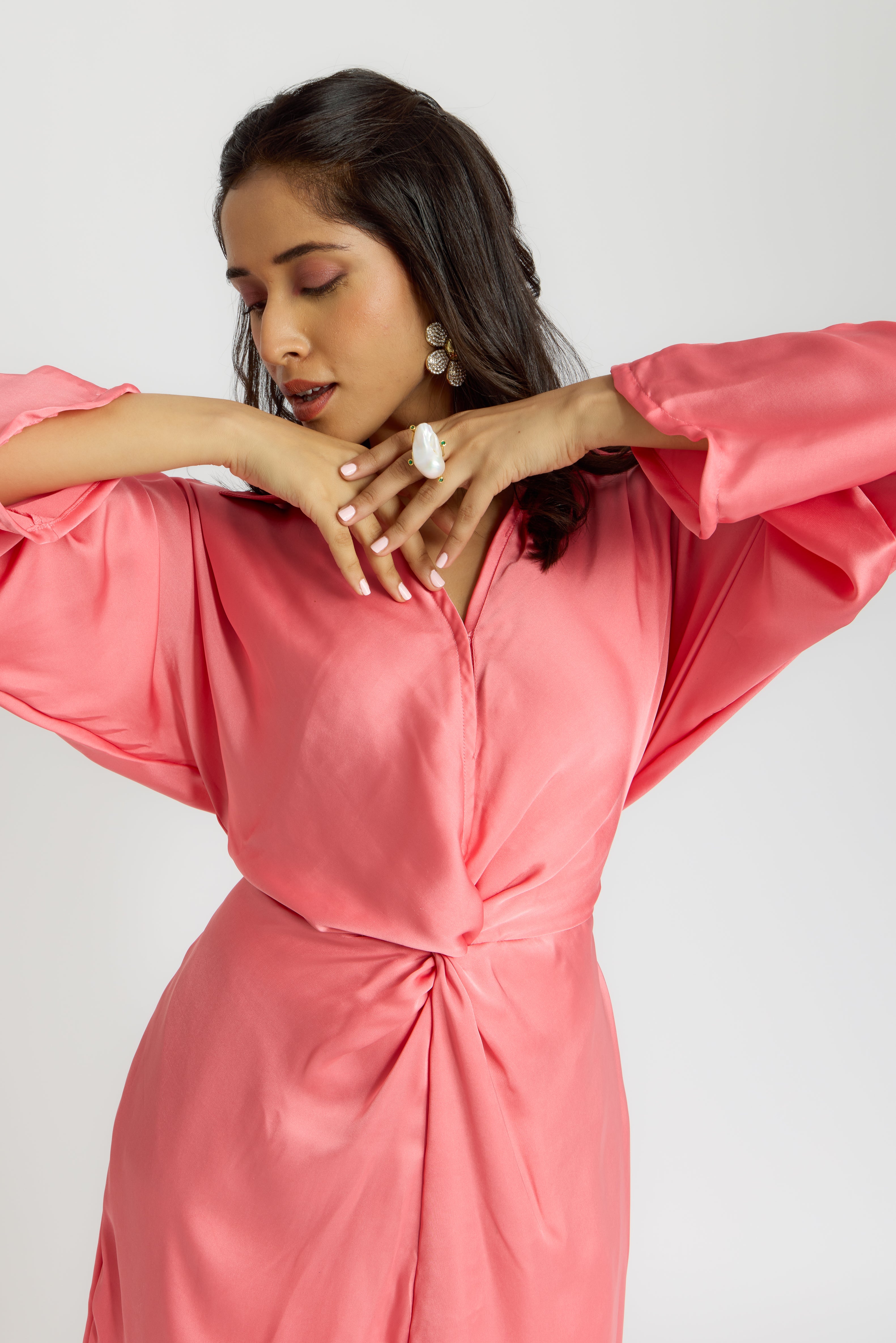 Alaya Cairo Bubblegum Front Knot Dress