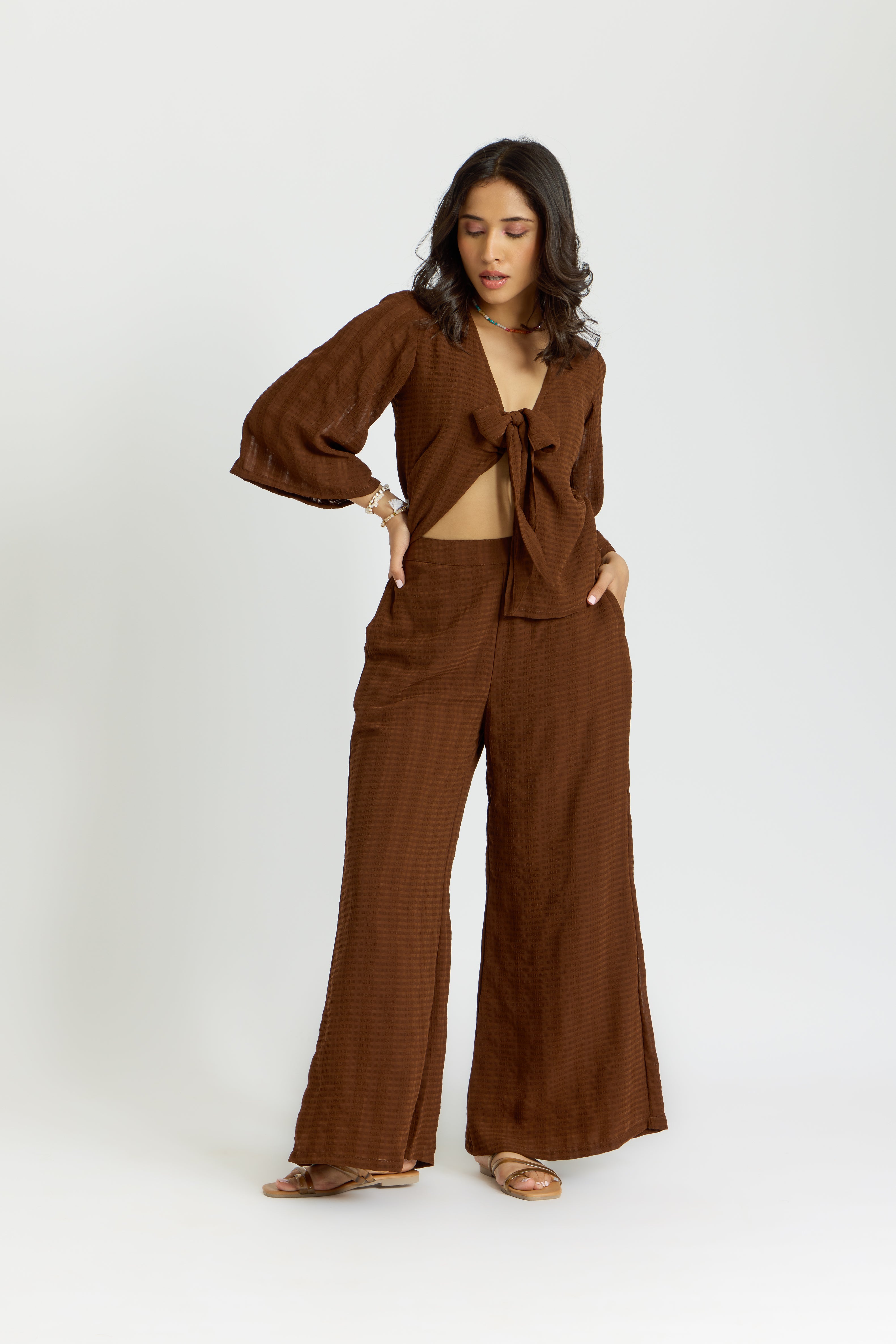 Alaya Cairo Brown Front Tie-Up Top