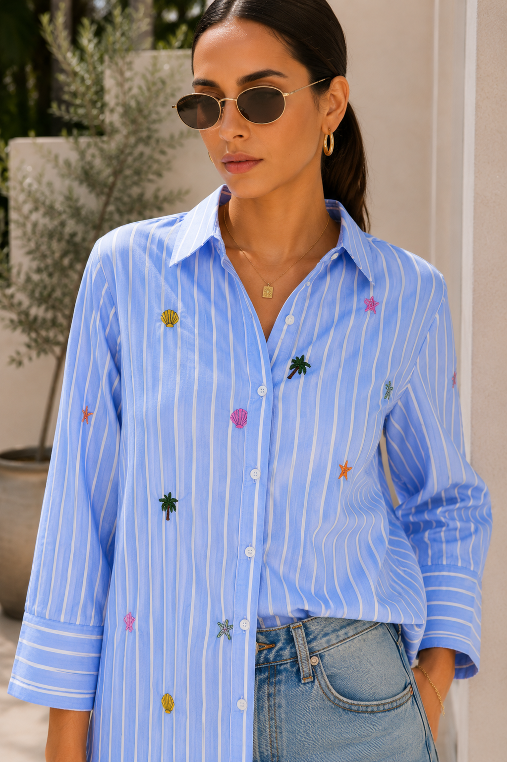 Amalfi Blue Striped Heart Shirt