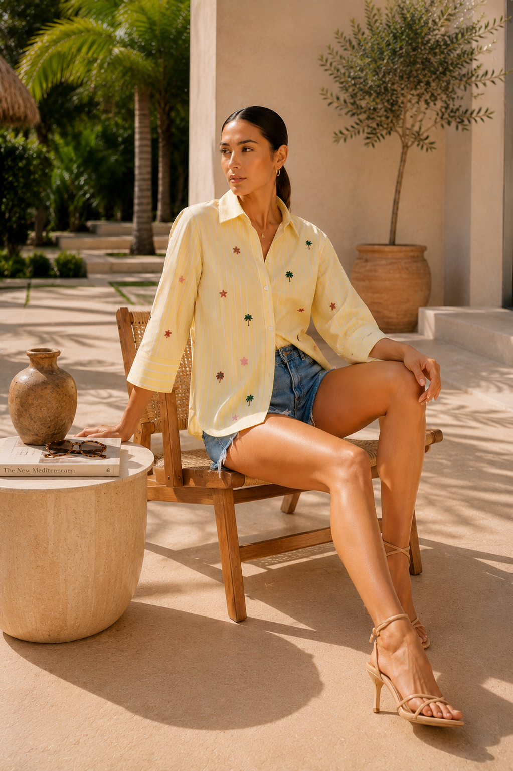 Amalfi Yellow Striped Embroidered Shirt