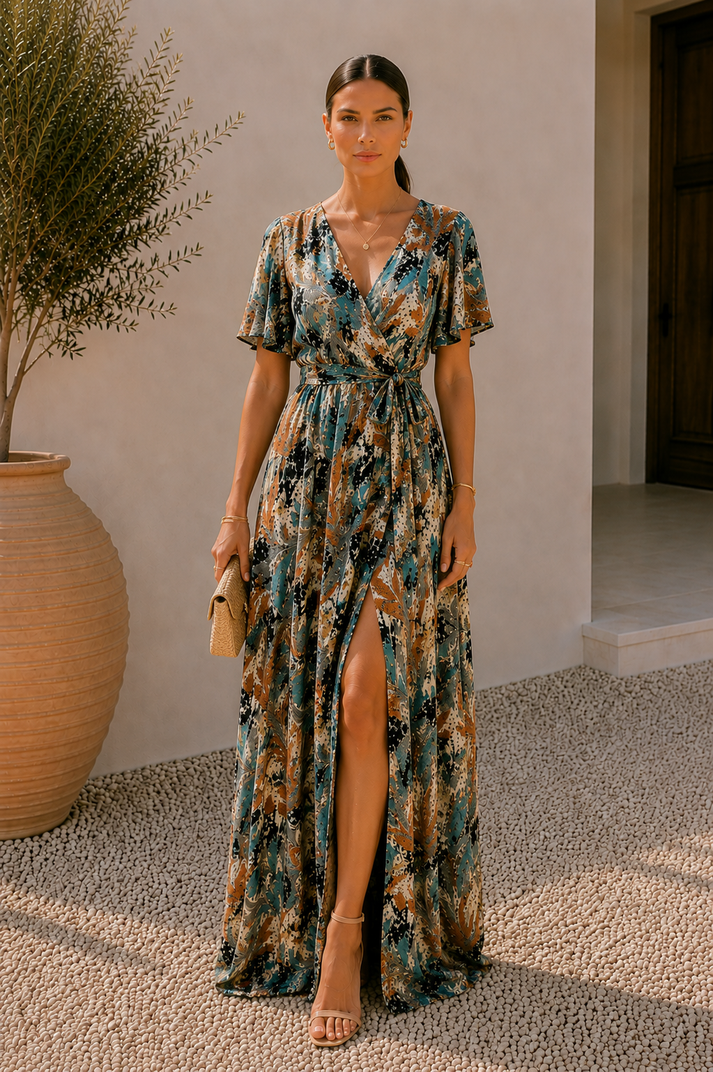 Amalfi Forest Flared Maxi Dress