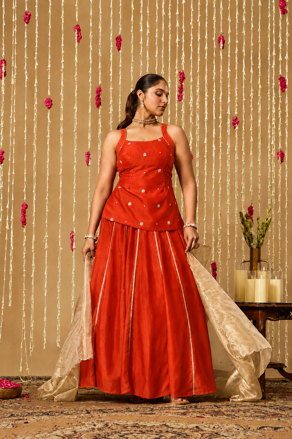 Jhoom Rust Orange Lehenga Set