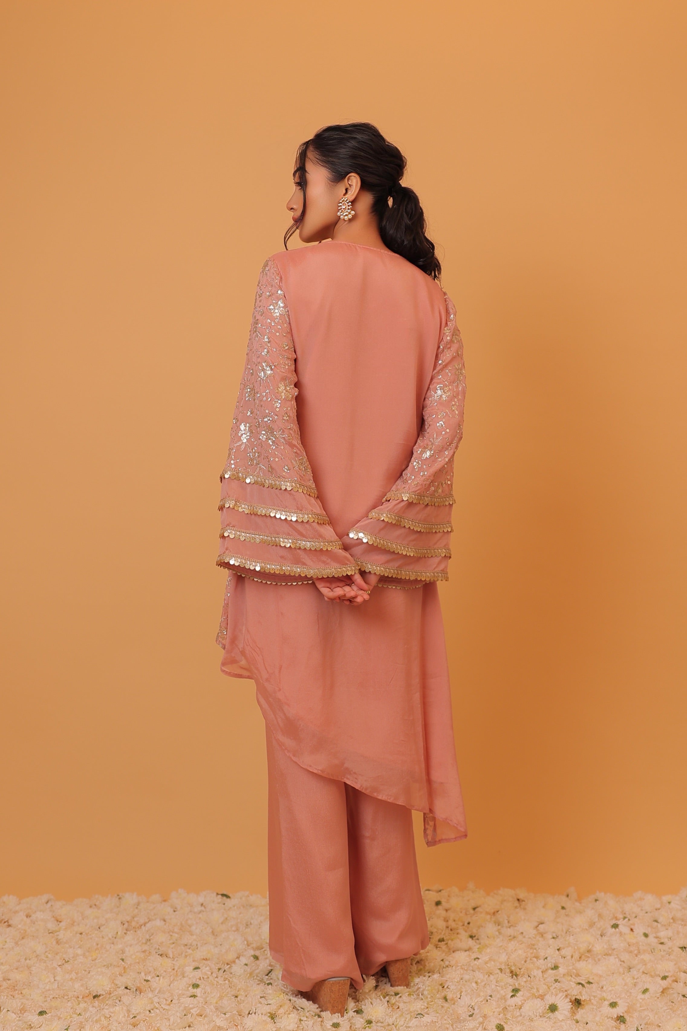 Alaya Mehfil Blush Pink Asymmetric Kurta Set