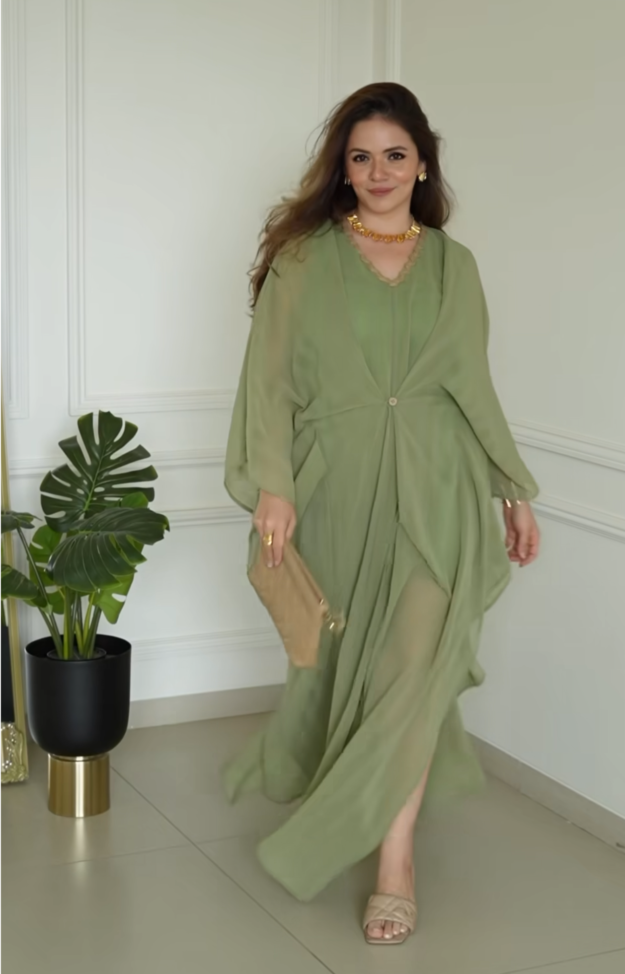 Alaya Cairo Matcha Green Kaftan Dress