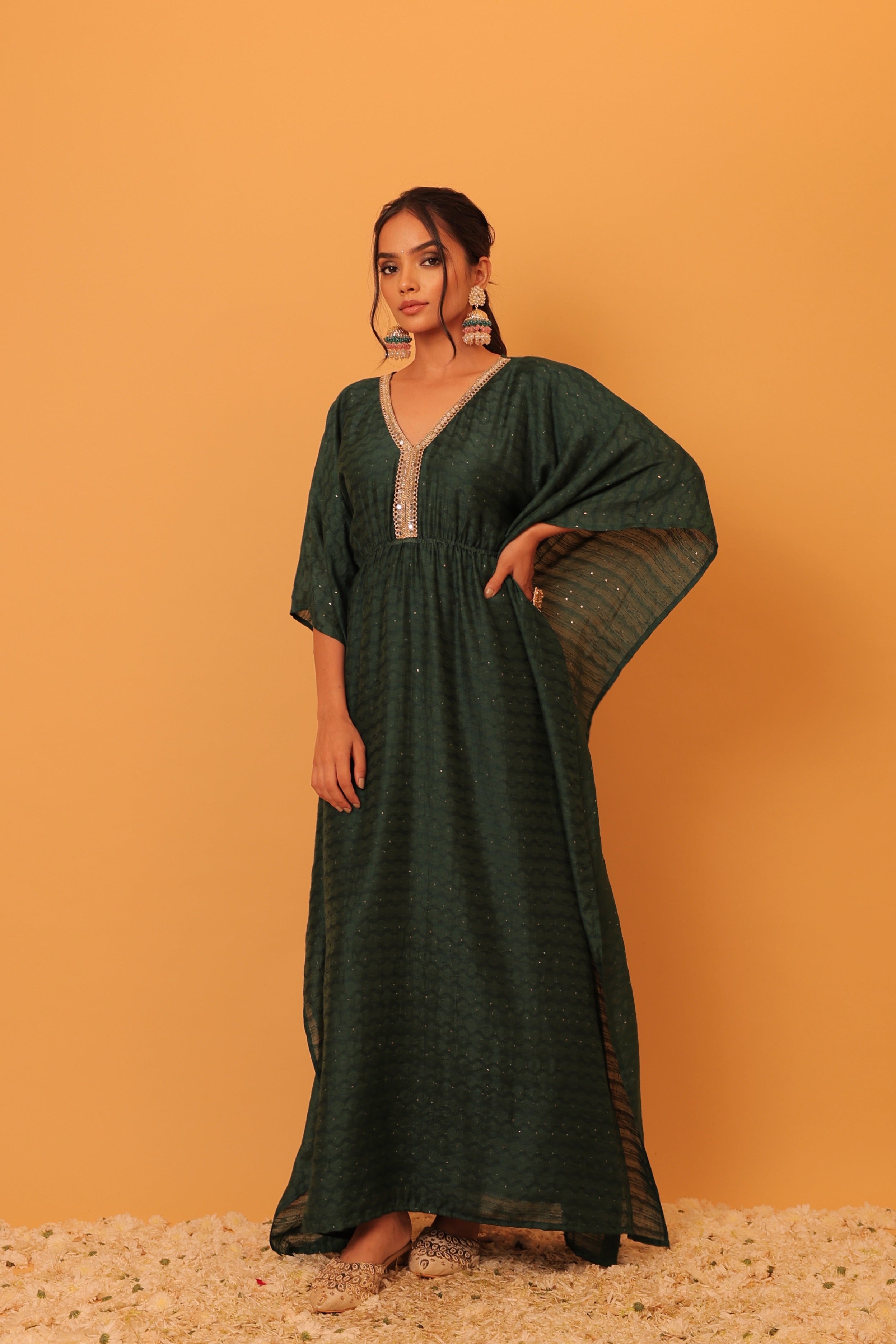 Alaya Mehfil Ruby Green Kaftan